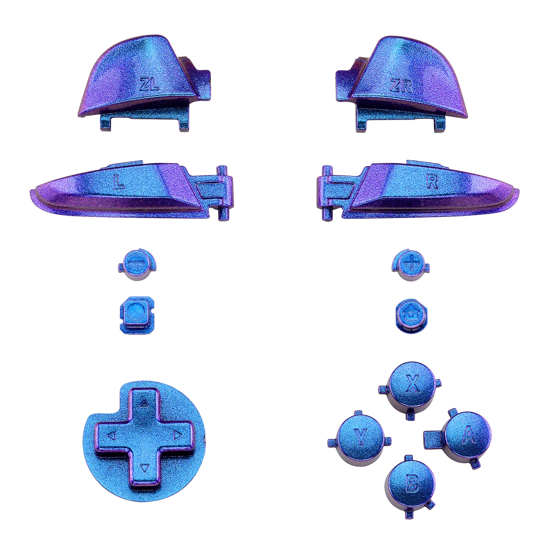 eXtremeRate DIY Replacement Full Set Buttons for Nintendo Switch Pro Controller - Chameleon Purple Blue - Image 2
