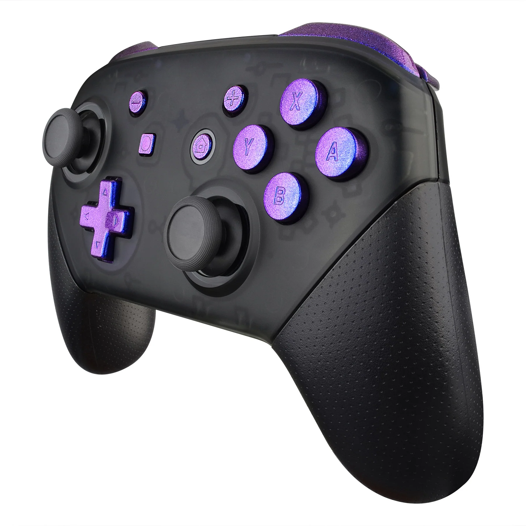 eXtremeRate DIY Replacement Full Set Buttons for Nintendo Switch Pro Controller - Chameleon Purple Blue - Image 4