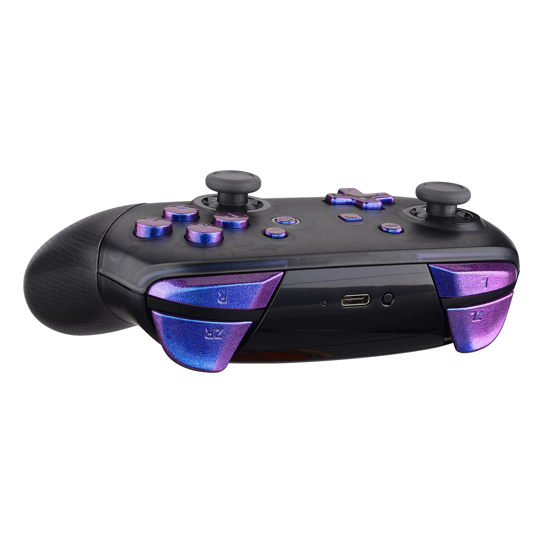eXtremeRate DIY Replacement Full Set Buttons for Nintendo Switch Pro Controller - Chameleon Purple Blue - Image 7