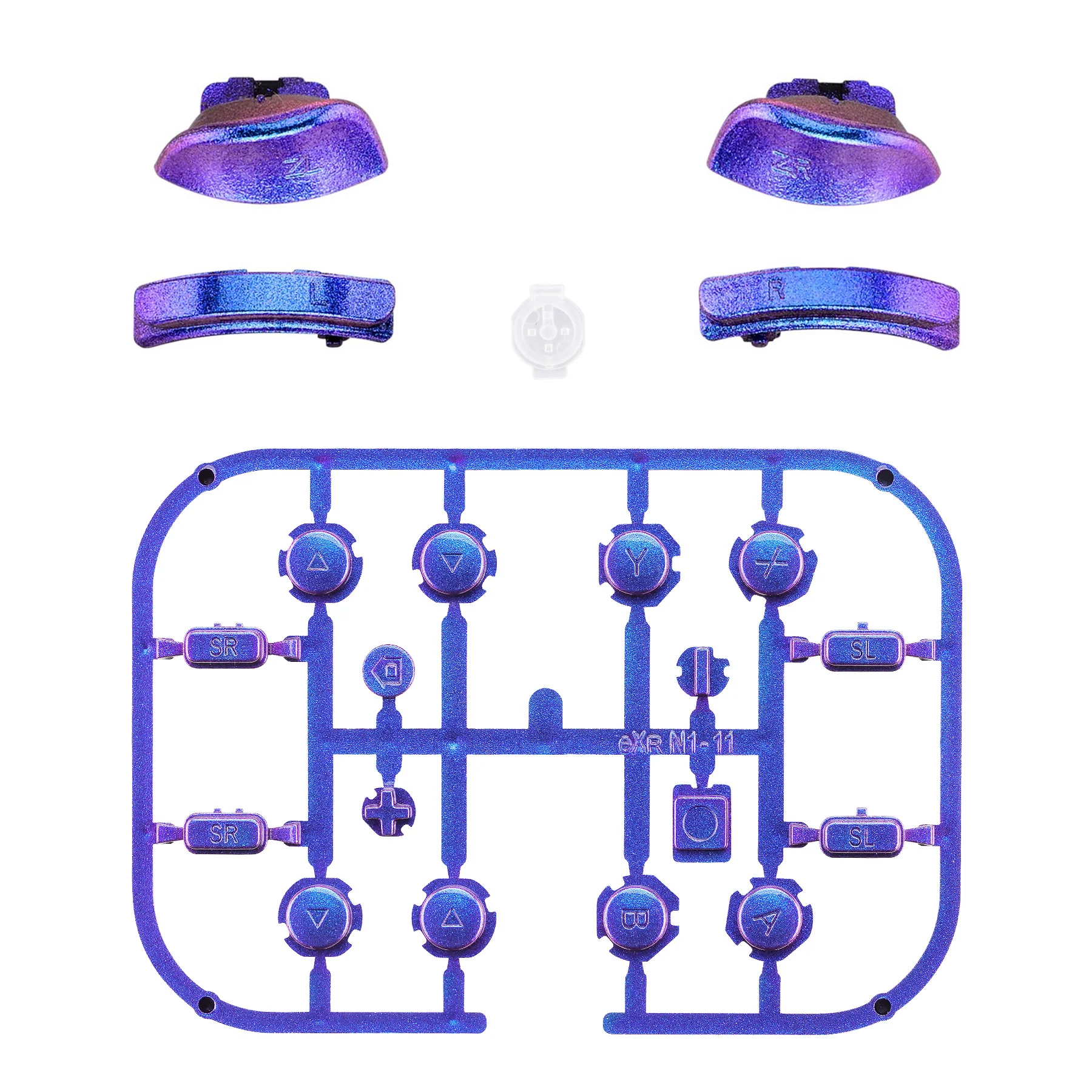 eXtremeRate Replacement Full Set Buttons for Joycon of NS Switch - Chameleon Purple Blue - Image 2
