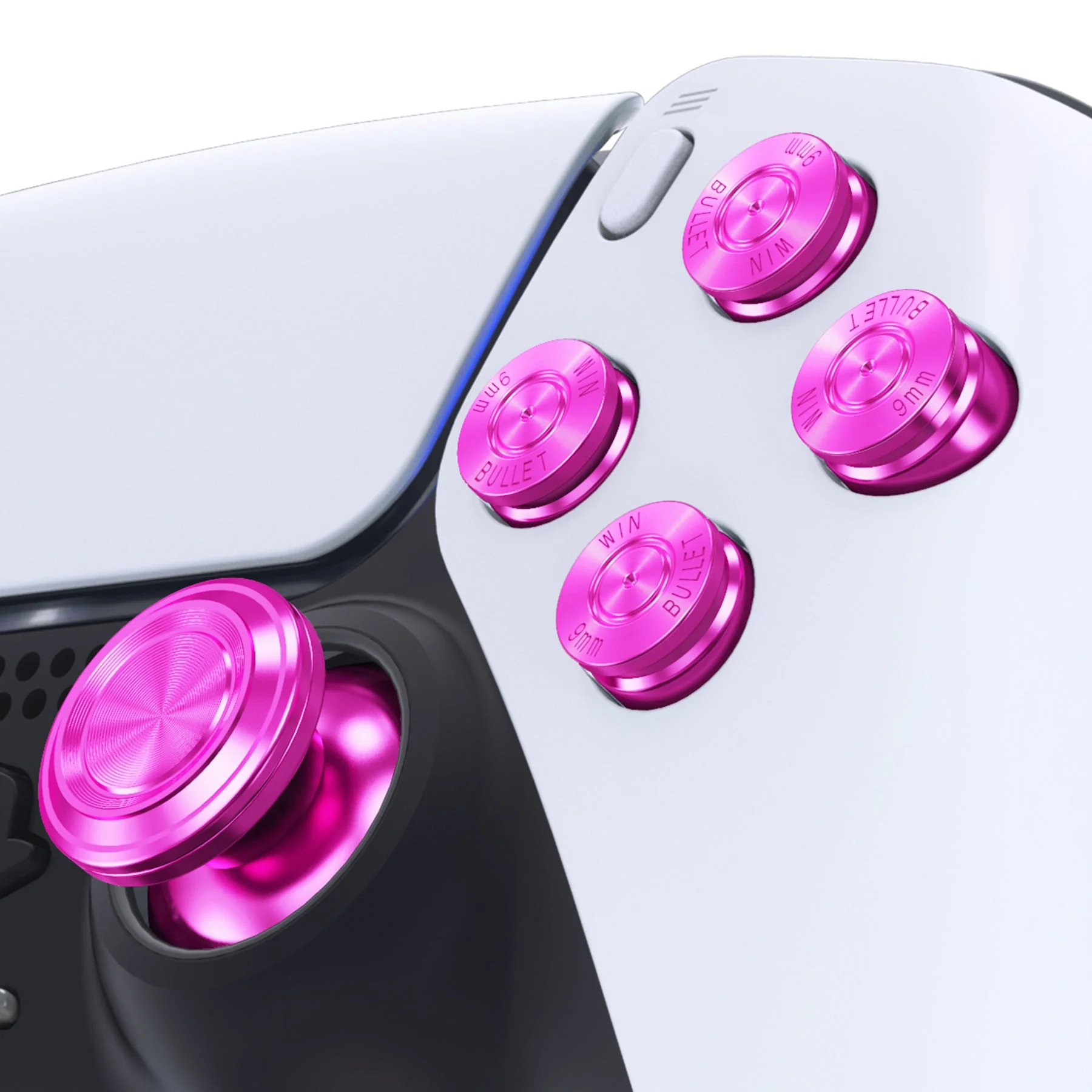 eXtremeRate Replacement Aluminum Metal Thumbsticks Dpad ABXY Buttons for PS5 Controller - Purple - Image 4