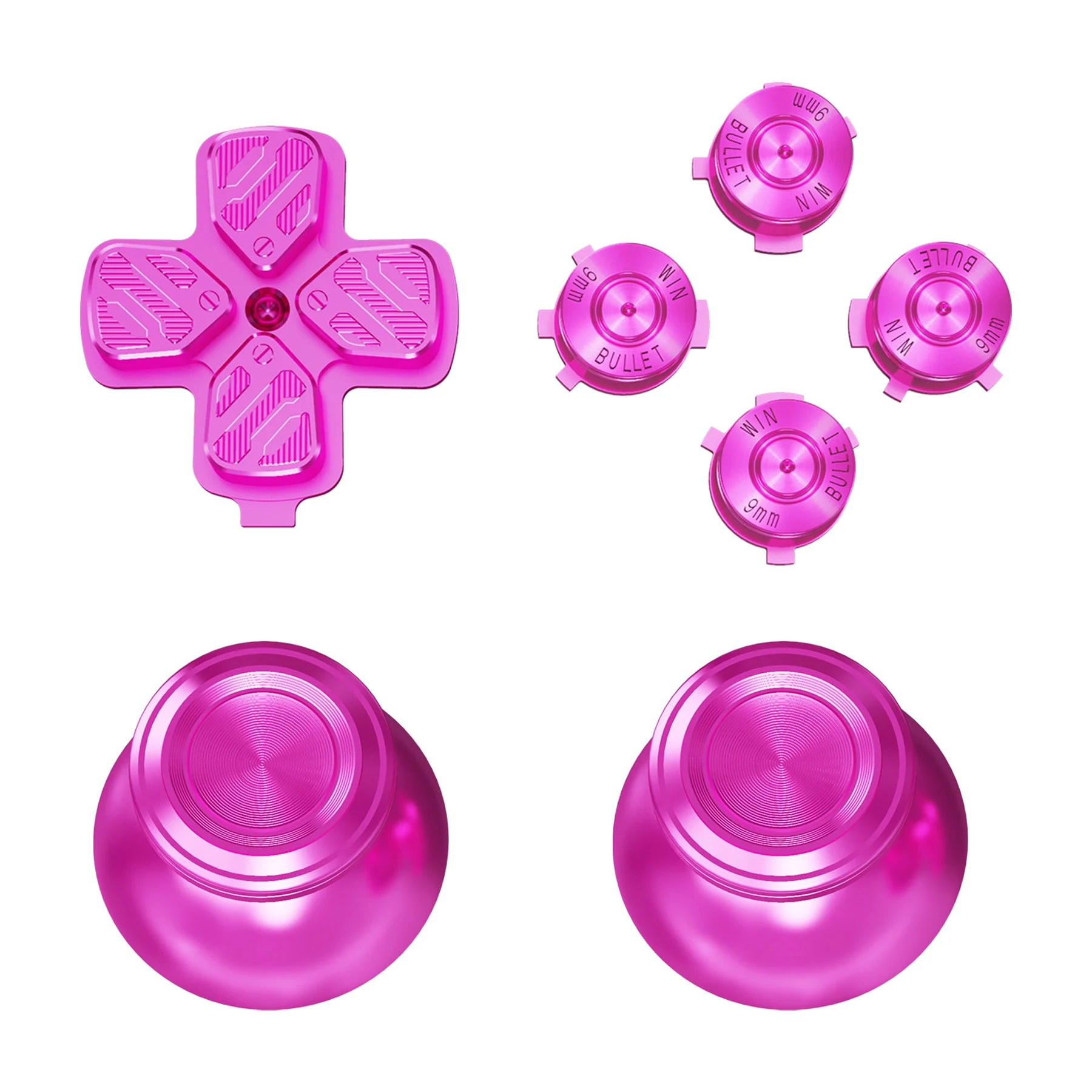 eXtremeRate Replacement Aluminum Metal Thumbsticks Dpad ABXY Buttons for PS5 Controller - Purple - Image 6