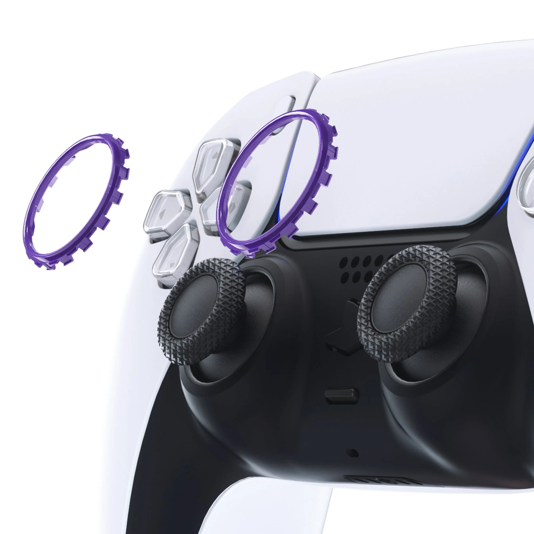 eXtremeRate Custom Replacement Accent Rings for PS5 Controller - Purple - Image 4