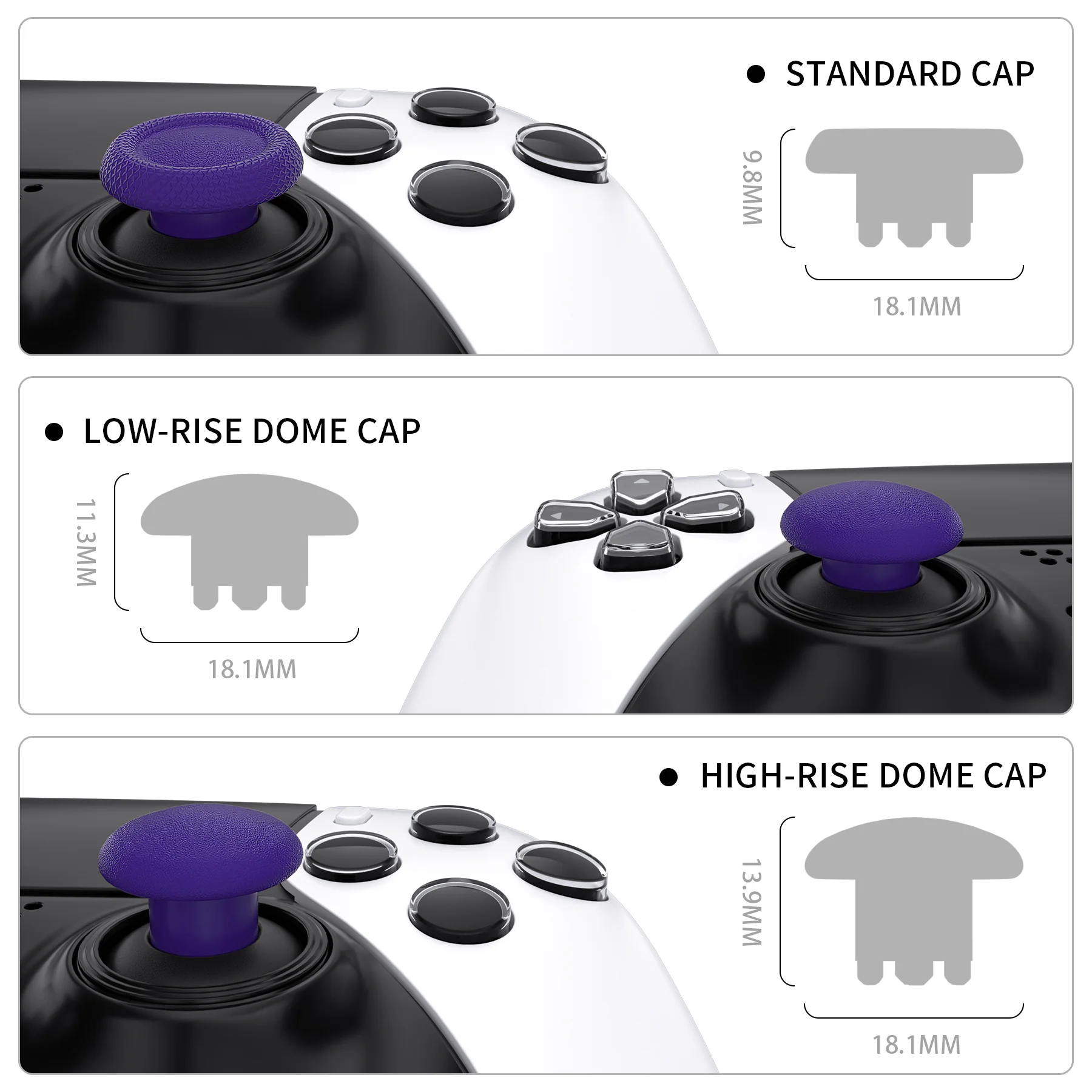 eXtremeRate Replacement Swappable Thumbsticks for PS5 Edge Controller - Purple - Image 3