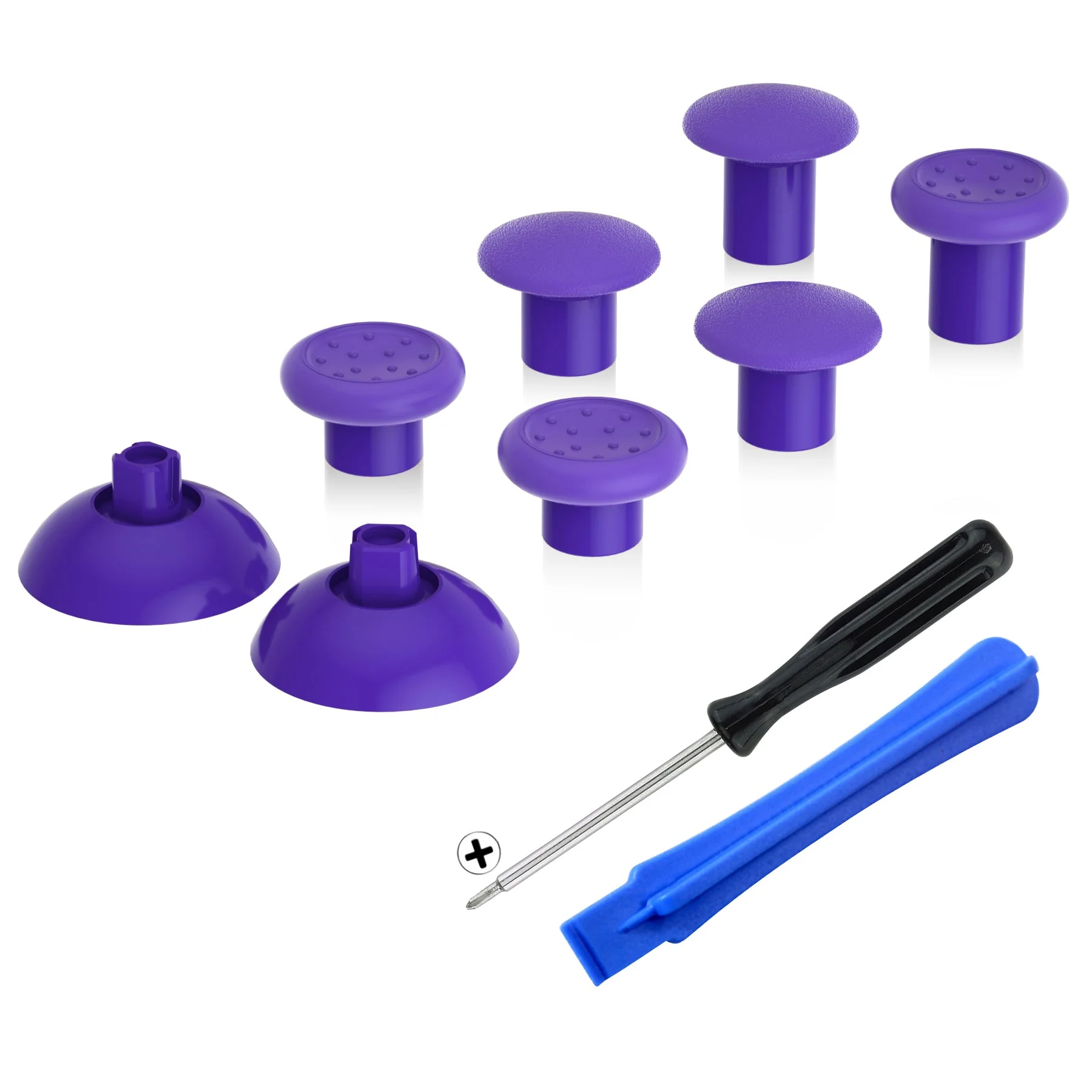eXtremeRate ThumbsGear Interchangeable Ergonomic Thumbstick with 3 Height Domed and Concave Grips Adjustable Joystick for PS5 & PS4 Controller - Purple - Image 9