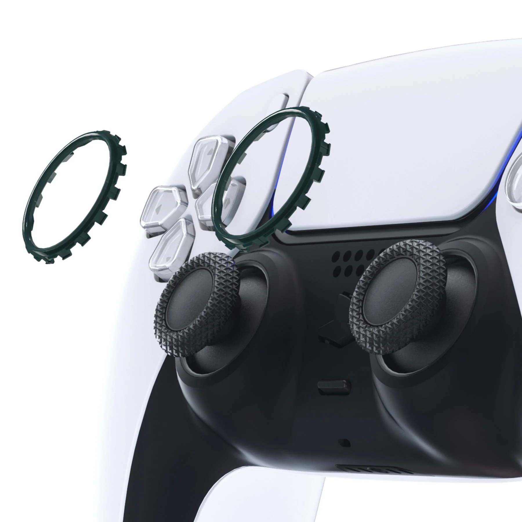 eXtremeRate Custom Replacement Accent Rings for PS5 Controller - Racing Green - Image 4