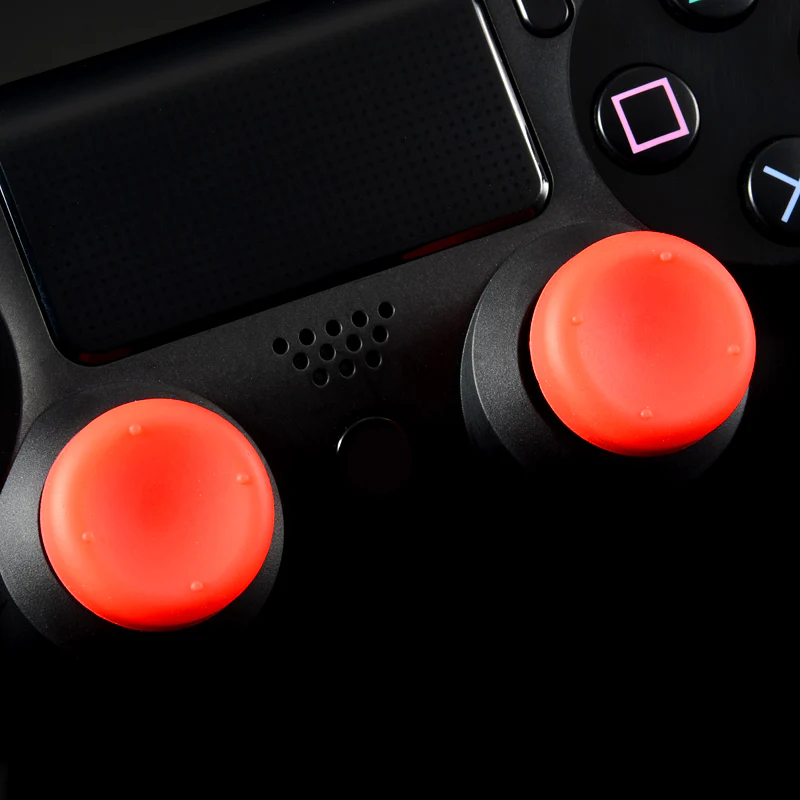 eXtremeRate 8 Pcs/Set Silicone Rubber Precision Platporm Raised Analog Sticks Thumb Grips for PS4 Slim Pro Controller - Red - Image 10