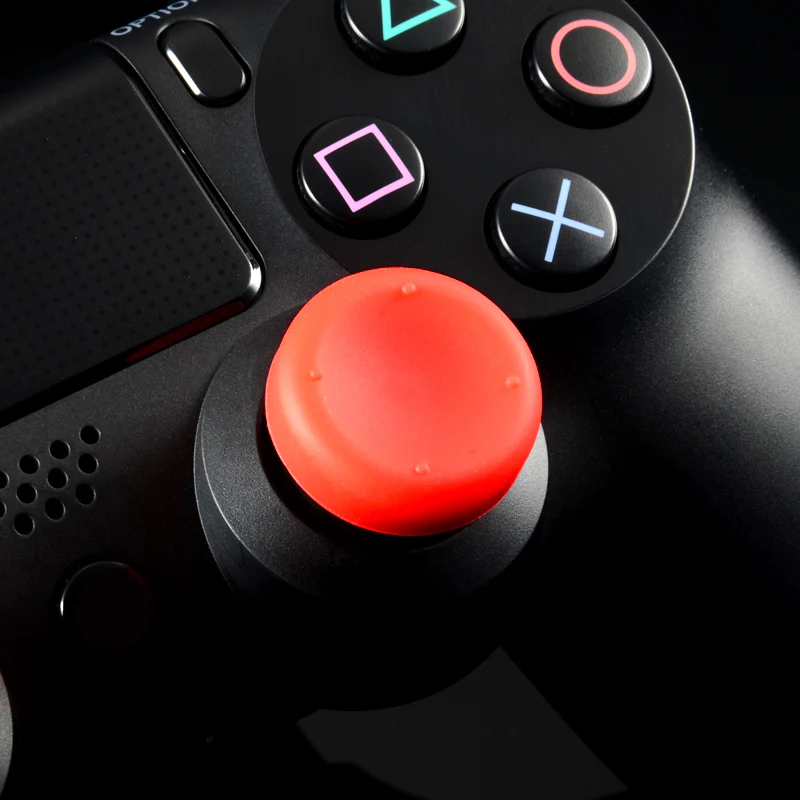 eXtremeRate 8 Pcs/Set Silicone Rubber Precision Platporm Raised Analog Sticks Thumb Grips for PS4 Slim Pro Controller - Red - Image 11