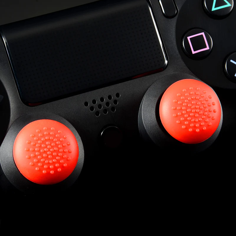 eXtremeRate 8 Pcs/Set Silicone Rubber Precision Platporm Raised Analog Sticks Thumb Grips for PS4 Slim Pro Controller - Red - Image 12