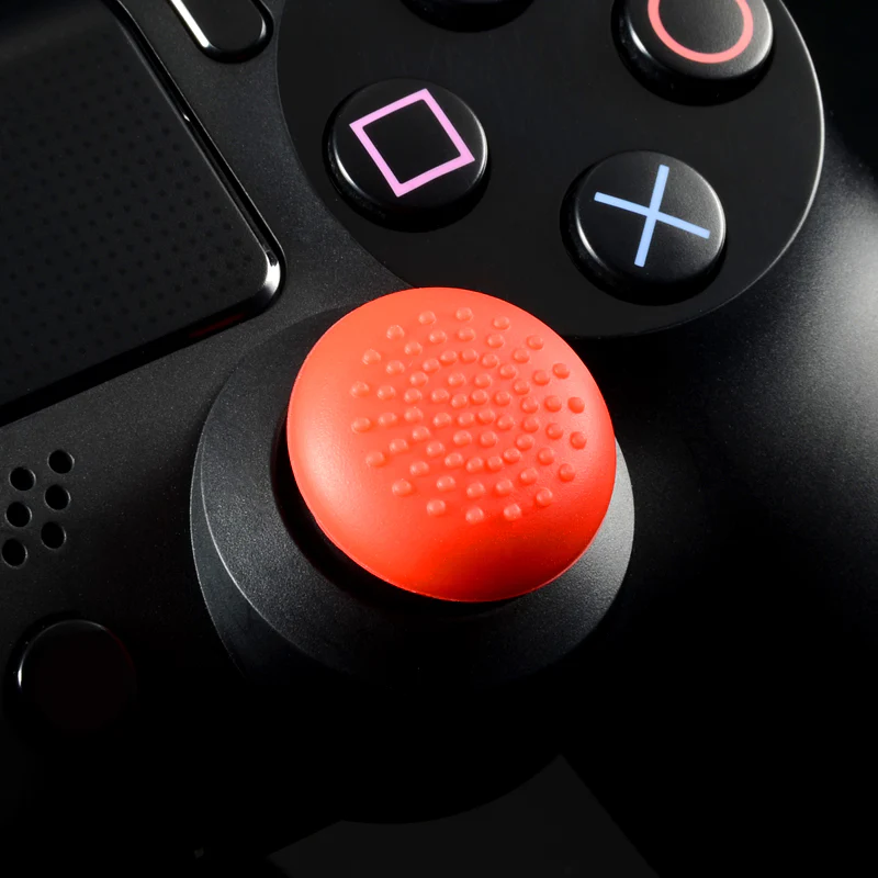 eXtremeRate 8 Pcs/Set Silicone Rubber Precision Platporm Raised Analog Sticks Thumb Grips for PS4 Slim Pro Controller - Red - Image 13