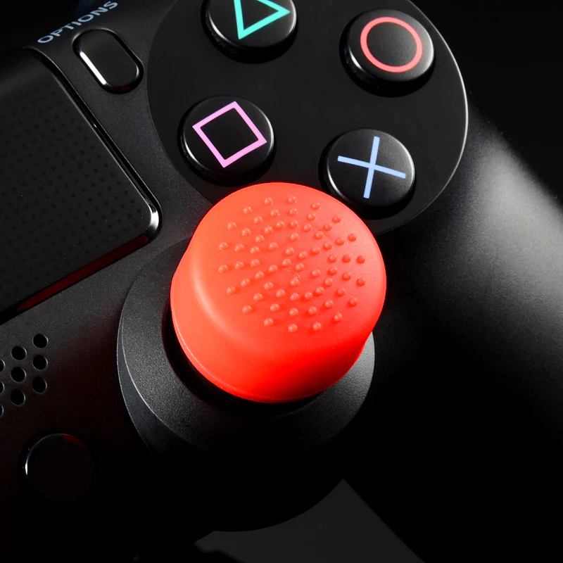 eXtremeRate 8 Pcs/Set Silicone Rubber Precision Platporm Raised Analog Sticks Thumb Grips for PS4 Slim Pro Controller - Red - Image 9