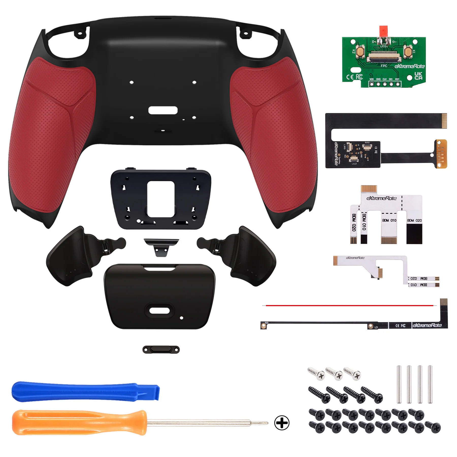eXtremeRate Remappable Rise 2.0 Remap Kit for PS5 Controller BDM-010 & BDM-020 - Rubberized Red - Image 2