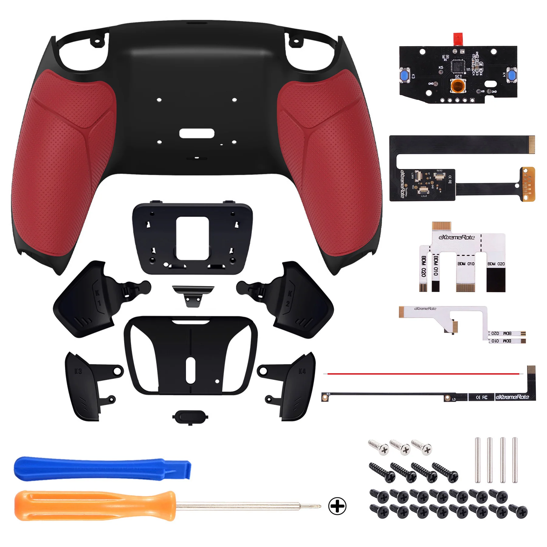 eXtremeRate Remappable RISE4 Remap Kit for PS5 Controller BDM-010/020 - Rubberized Red - Image 2