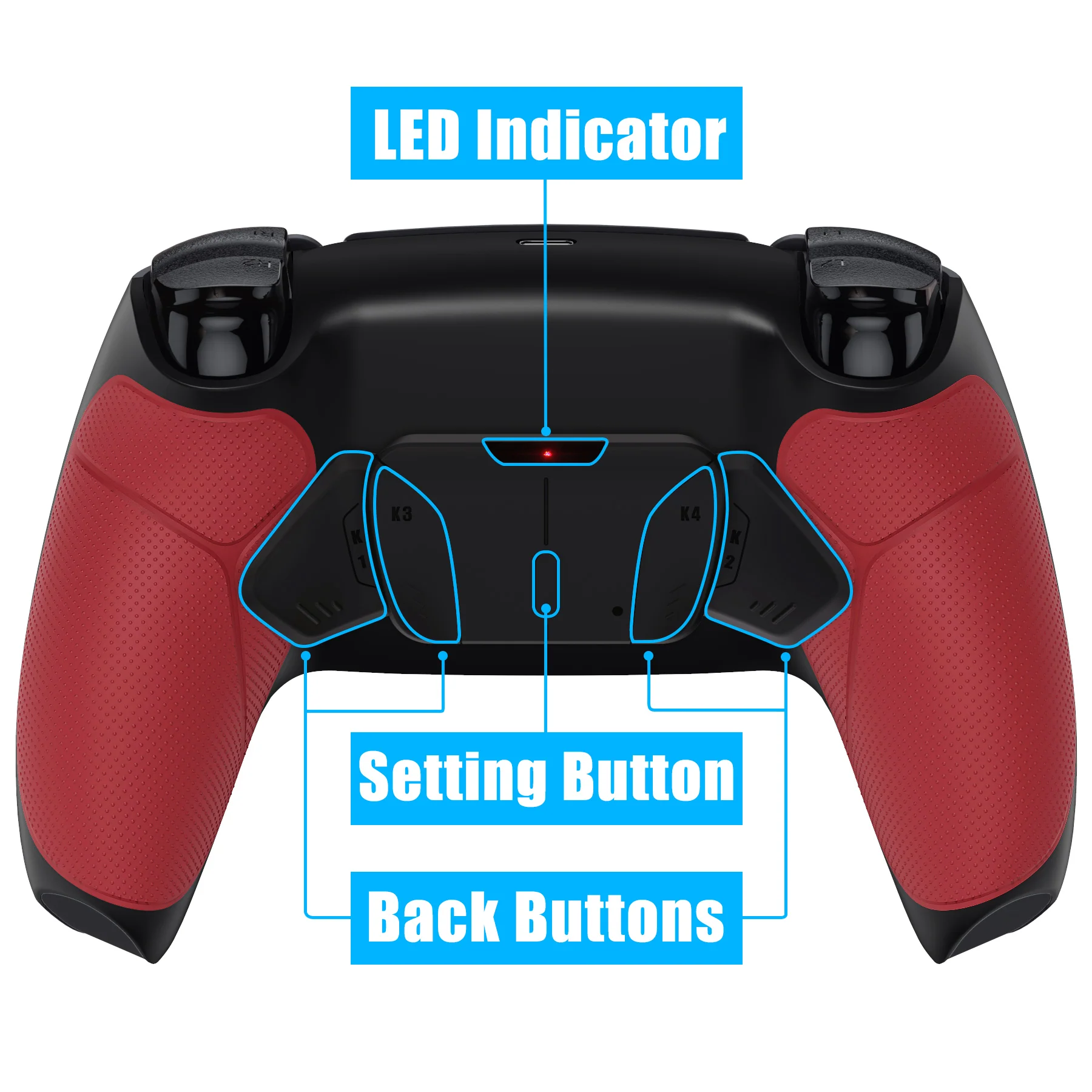 eXtremeRate Remappable RISE4 Remap Kit for PS5 Controller BDM-010/020 - Rubberized Red - Image 4