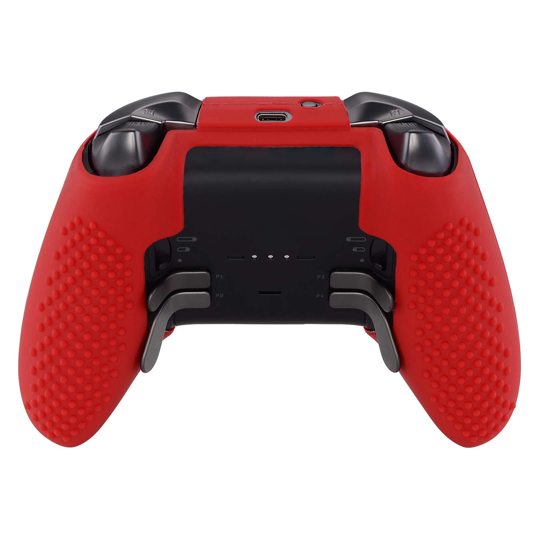 eXtremeRate PlayVital Protective Anti-Slip Silicone Case with Thumb Grips Caps for Xbox One Elite Series 2 & Elite 2 Core Controller - Red - Image 7