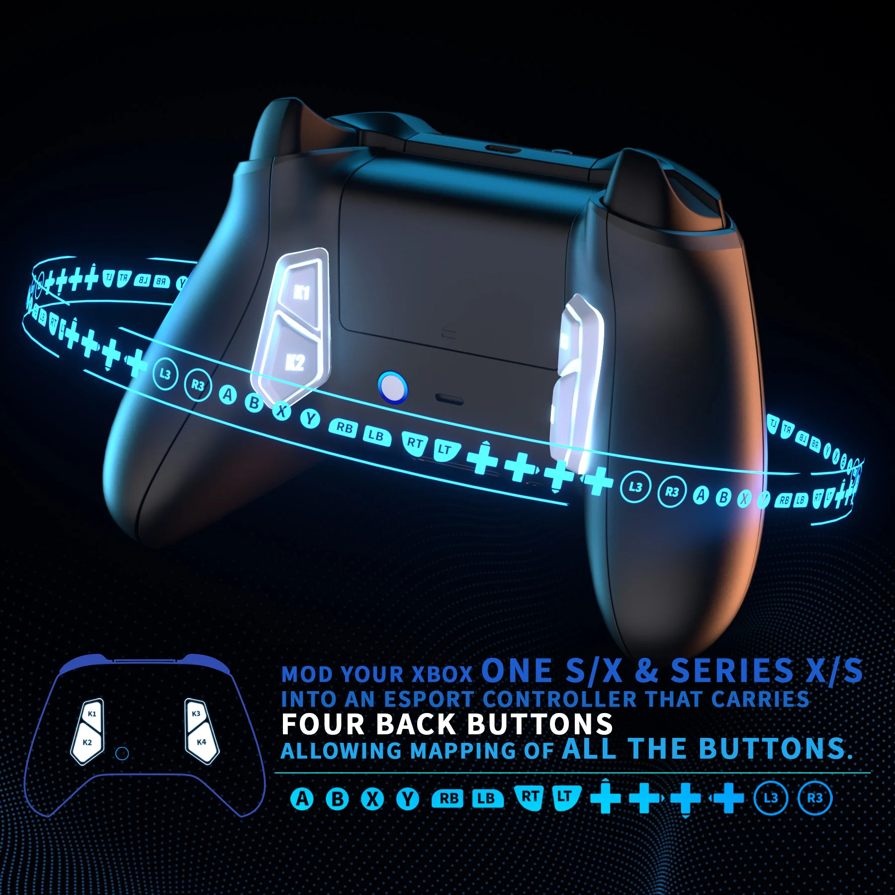 eXtremeRate Redesigned K1 K2 K3 K4 Back Buttons For eXtremerate VICTOR S/X Remap Kit, Compatible With Xbox One X/S & Xbox Series X/S Controller - White - Image 3