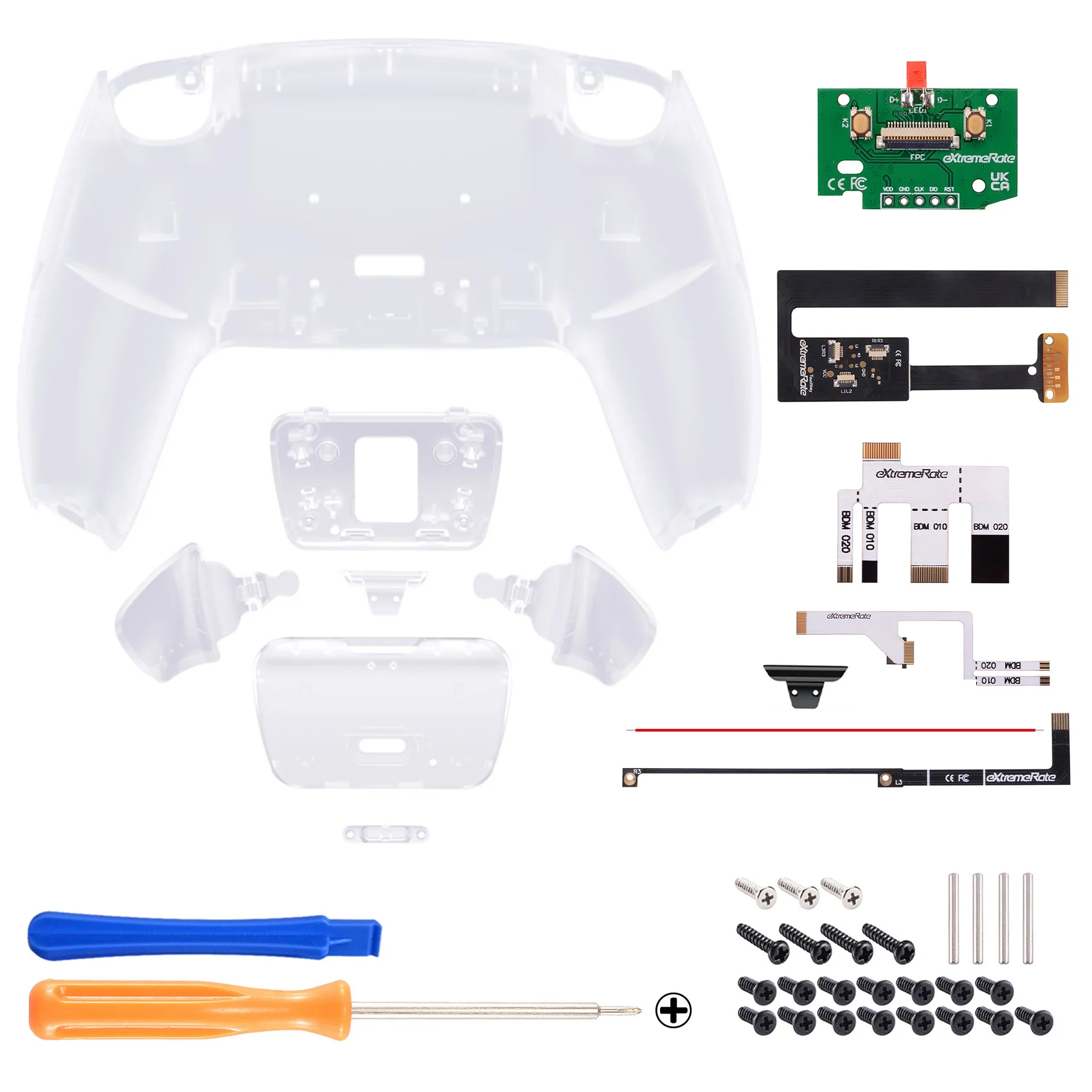 eXtremeRate Remappable Rise 2.0 Remap Kit for PS5 Controller BDM-010 & BDM-020 - Clear Back - Image 3