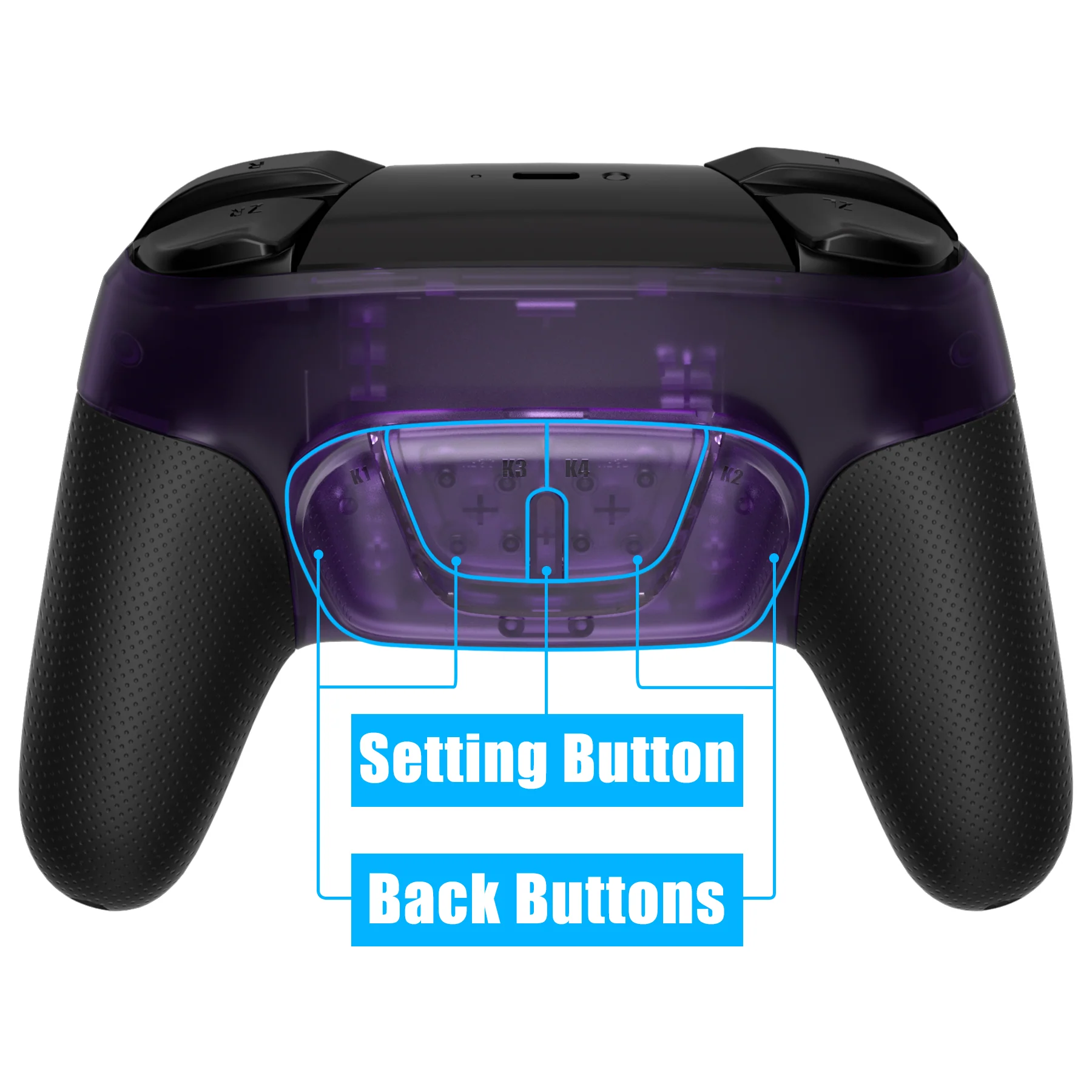 eXtremeRate Remappable RISE4 Remap Kit for Nintendo Switch Pro Controller - Clear Atomic Purple - Image 3