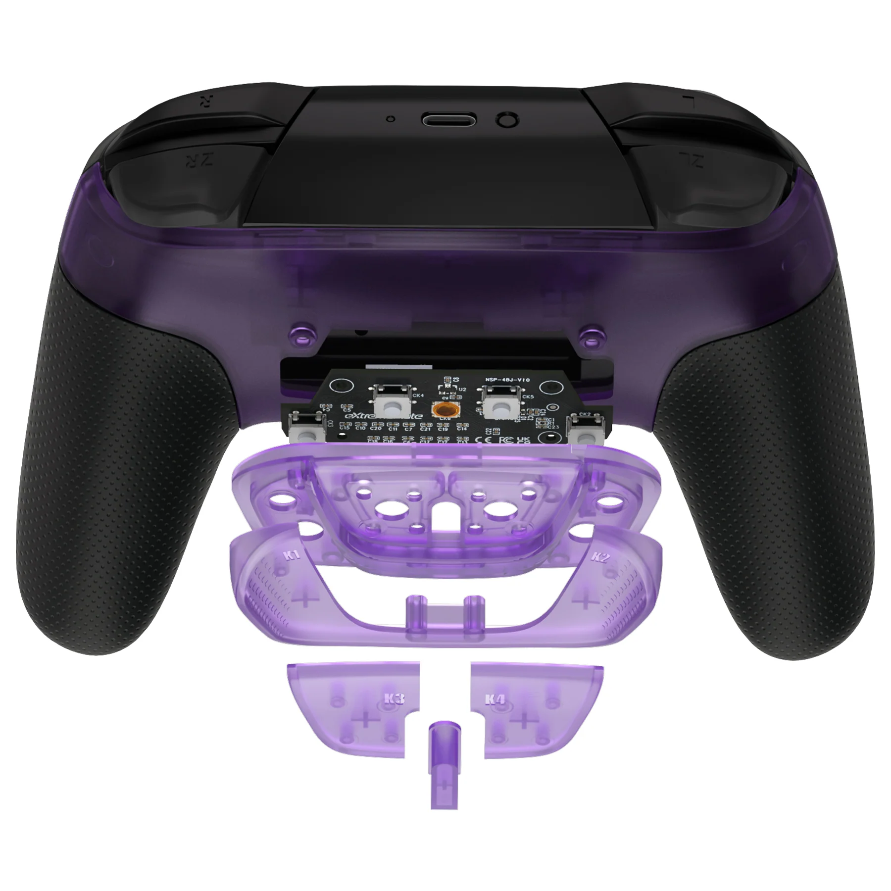 eXtremeRate Remappable RISE4 Remap Kit for Nintendo Switch Pro Controller - Clear Atomic Purple - Image 5