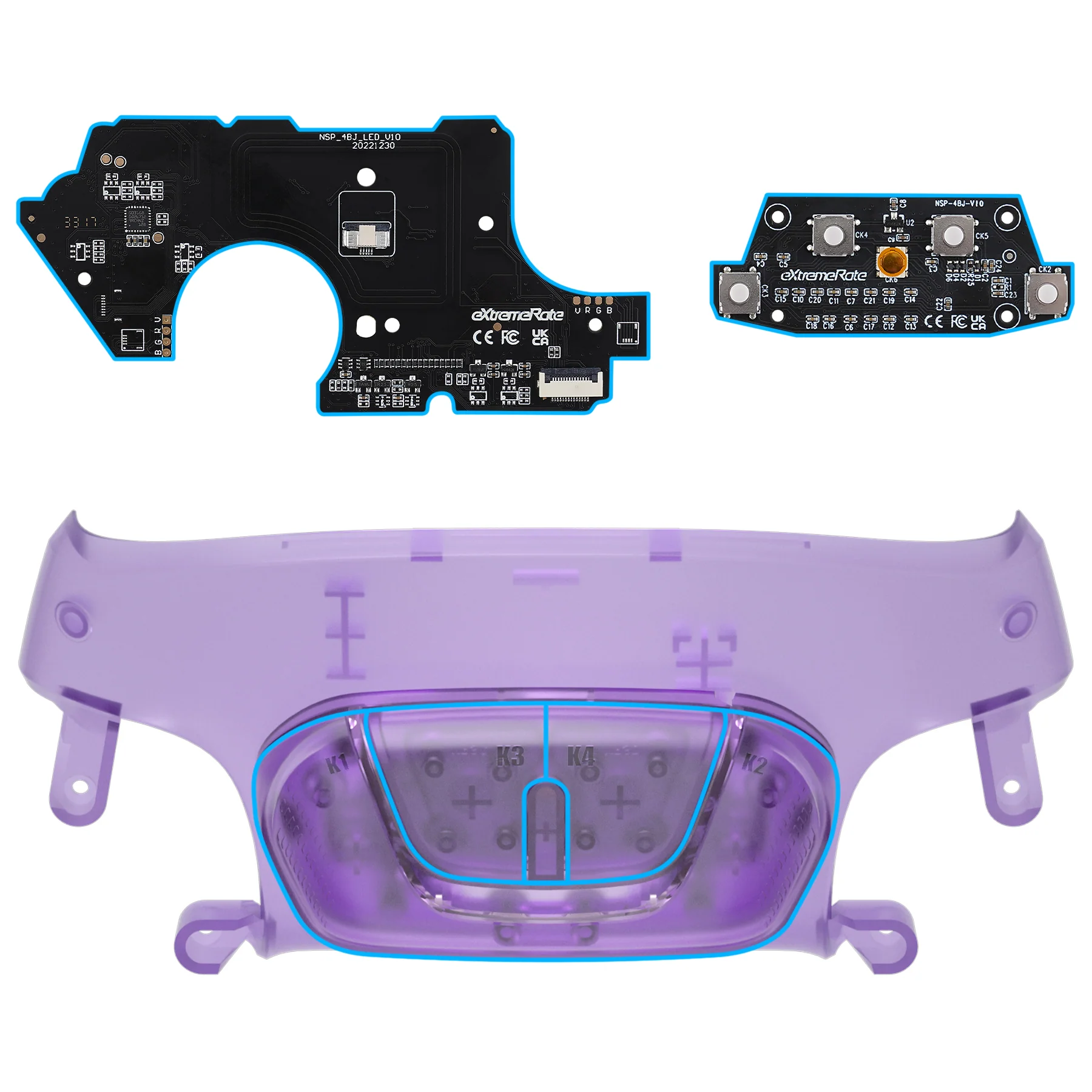 eXtremeRate Remappable RISE4 Remap Kit for Nintendo Switch Pro Controller - Clear Atomic Purple - Image 8