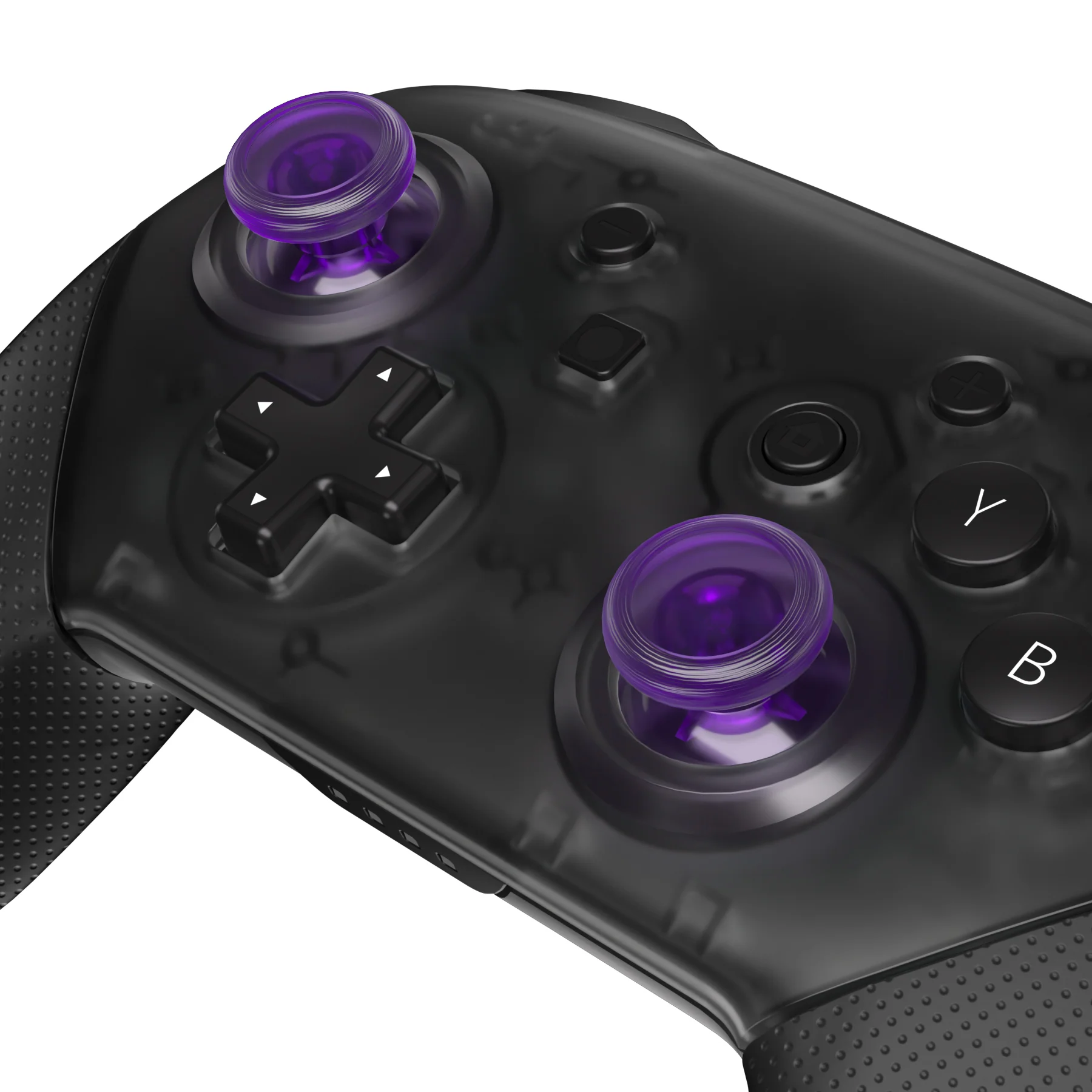 eXtremeRate Replacement 3D Joystick Thumbsticks for Nintendo Switch Pro Controller - Clear Atomic Purple - Image 3