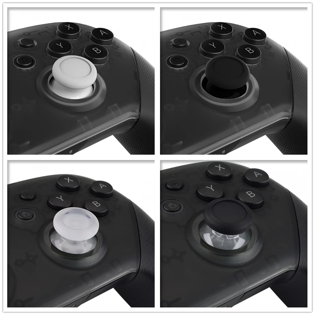 eXtremeRate 4 Pairs Replacement 3D Joystick Thumbsticks for Nintendo Switch Pro Controller - Black & White & Transparent & Transparent Black - Image 6