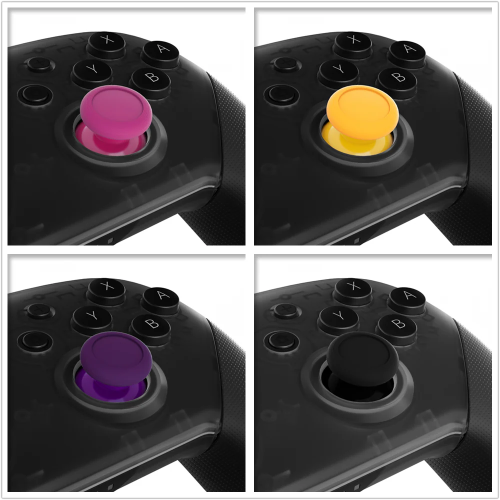 eXtremeRate 4 Pairs Replacement 3D Joystick Thumbsticks for Nintendo Switch Pro Controller - Yellow & Purple & Pink & Black - Image 6