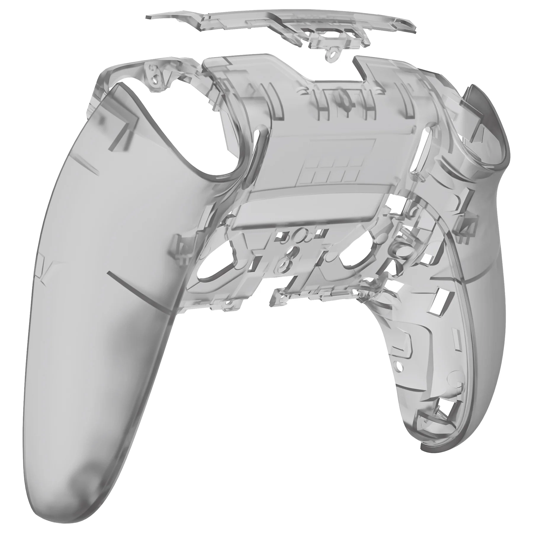 eXtremeRate Replacement Back Housing Bottom Shell Compatible with PS5 Edge Controller - Clear Black - Image 6