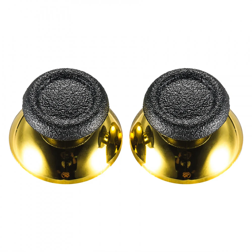 eXtremeRate Replacement Analog Black Rubber Thumbsticks Compatible with PS4 Controller - Chrome Gold - Image 2