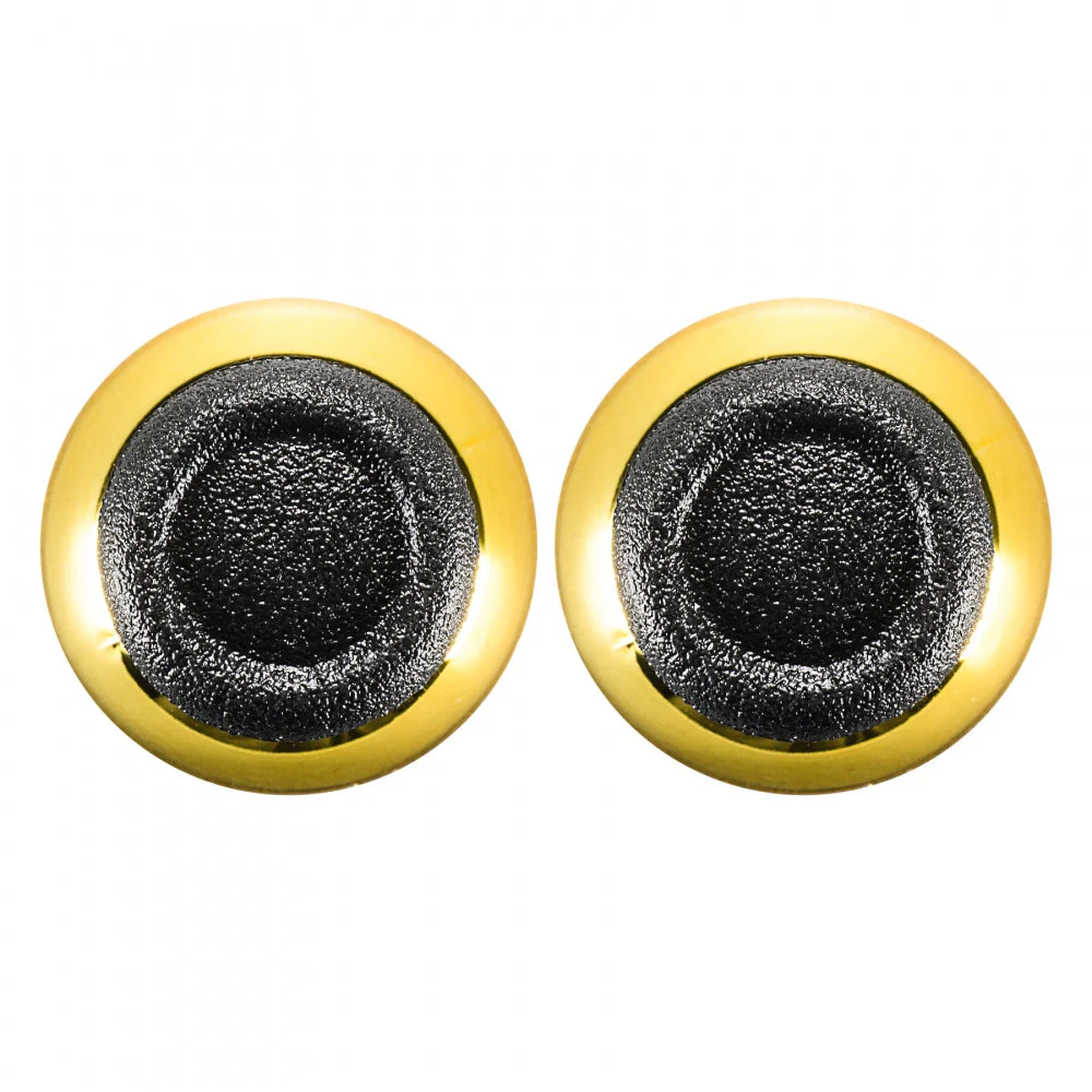 eXtremeRate Replacement Analog Black Rubber Thumbsticks Compatible with PS4 Controller - Chrome Gold - Image 3