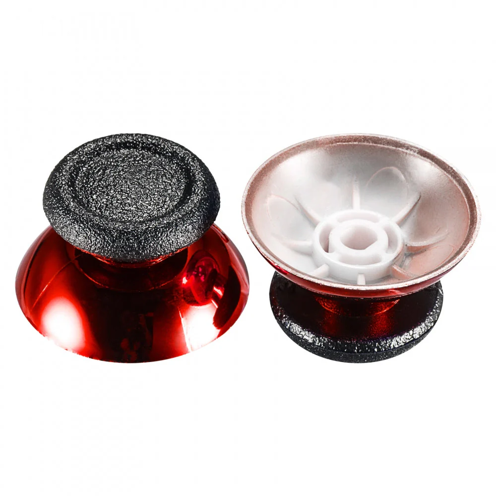 eXtremeRate Replacement Analog Black Rubber Thumbsticks Compatible with PS4 Controller - Chrome Red - Image 3