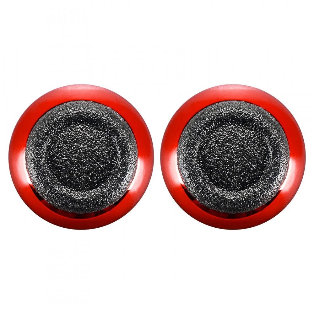 eXtremeRate Replacement Analog Black Rubber Thumbsticks Compatible with PS4 Controller - Chrome Red - Image 4