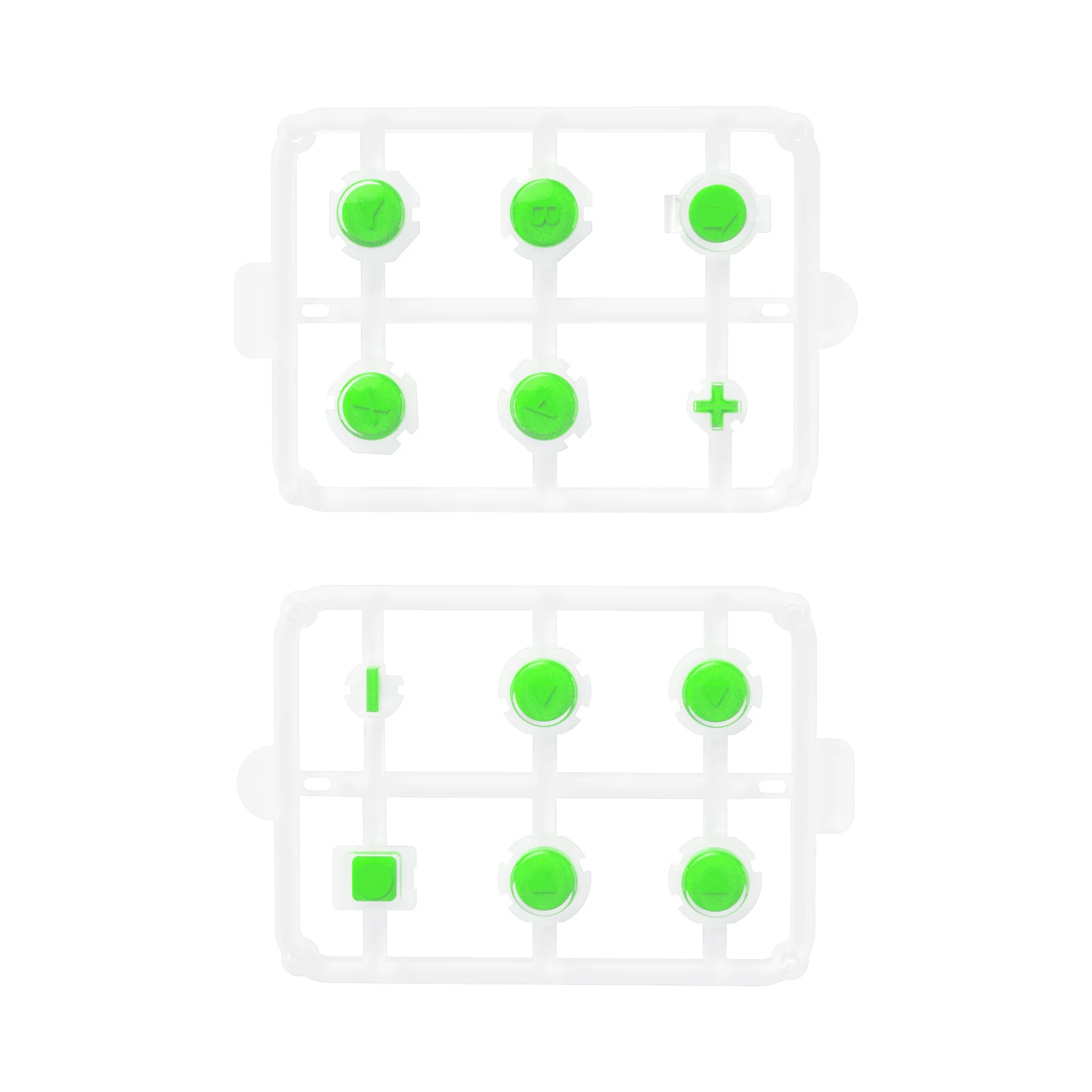 eXtremeRate Replacement Two-Tone Jelly Buttons with Symbols for Joycon of NS Switch - Green & Clear - Image 2