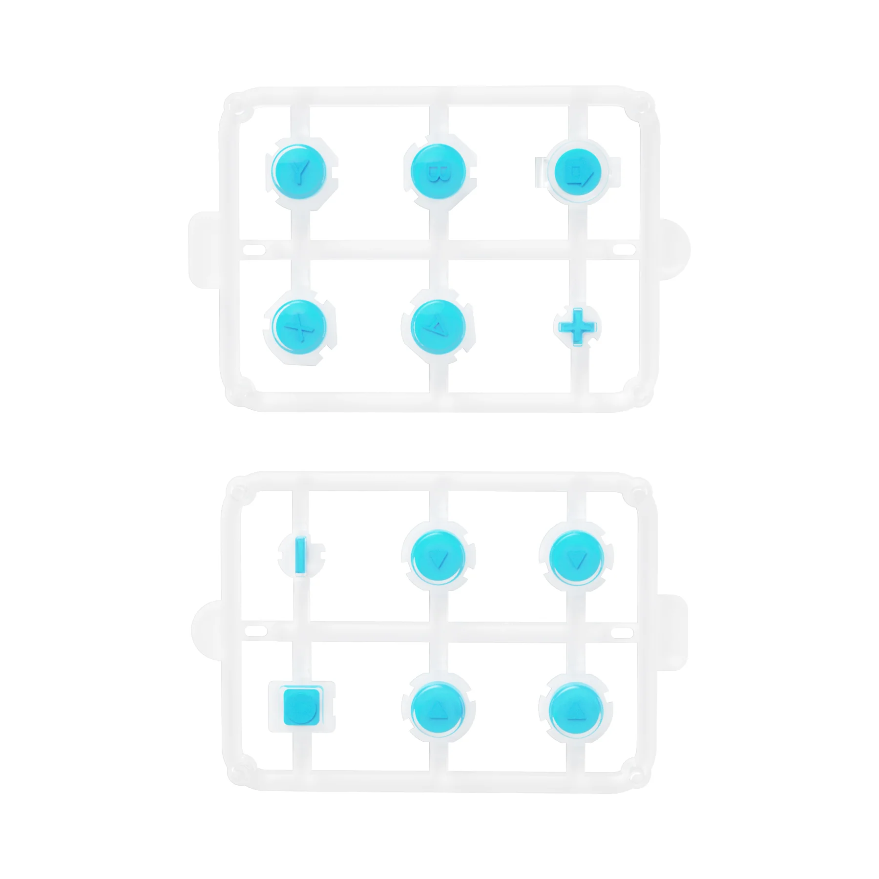 eXtremeRate Replacement Two-Tone Jelly Buttons with Symbols for Joycon of NS Switch - Blue & Clear - Image 2