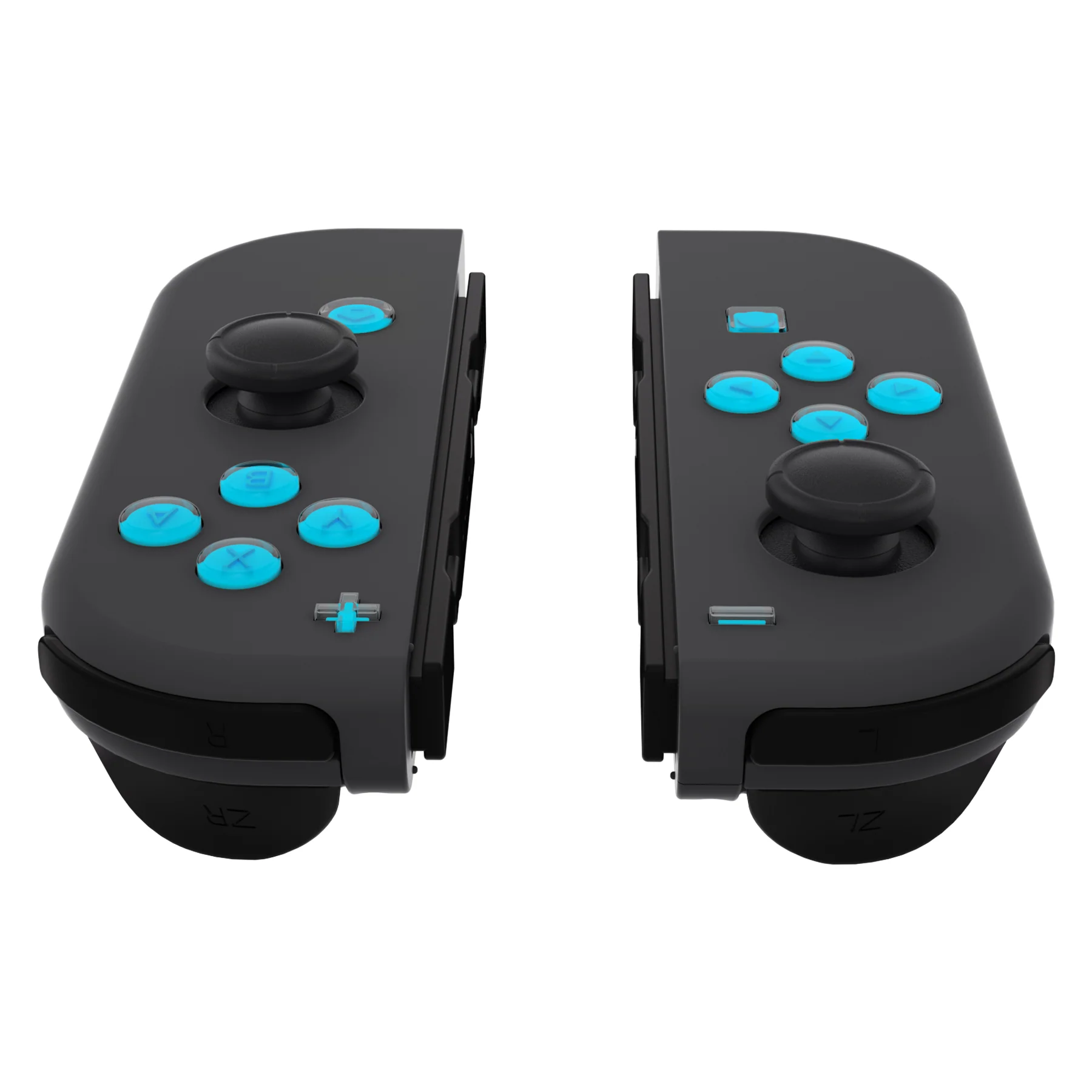 eXtremeRate Replacement Two-Tone Jelly Buttons with Symbols for Joycon of NS Switch - Blue & Clear - Image 3