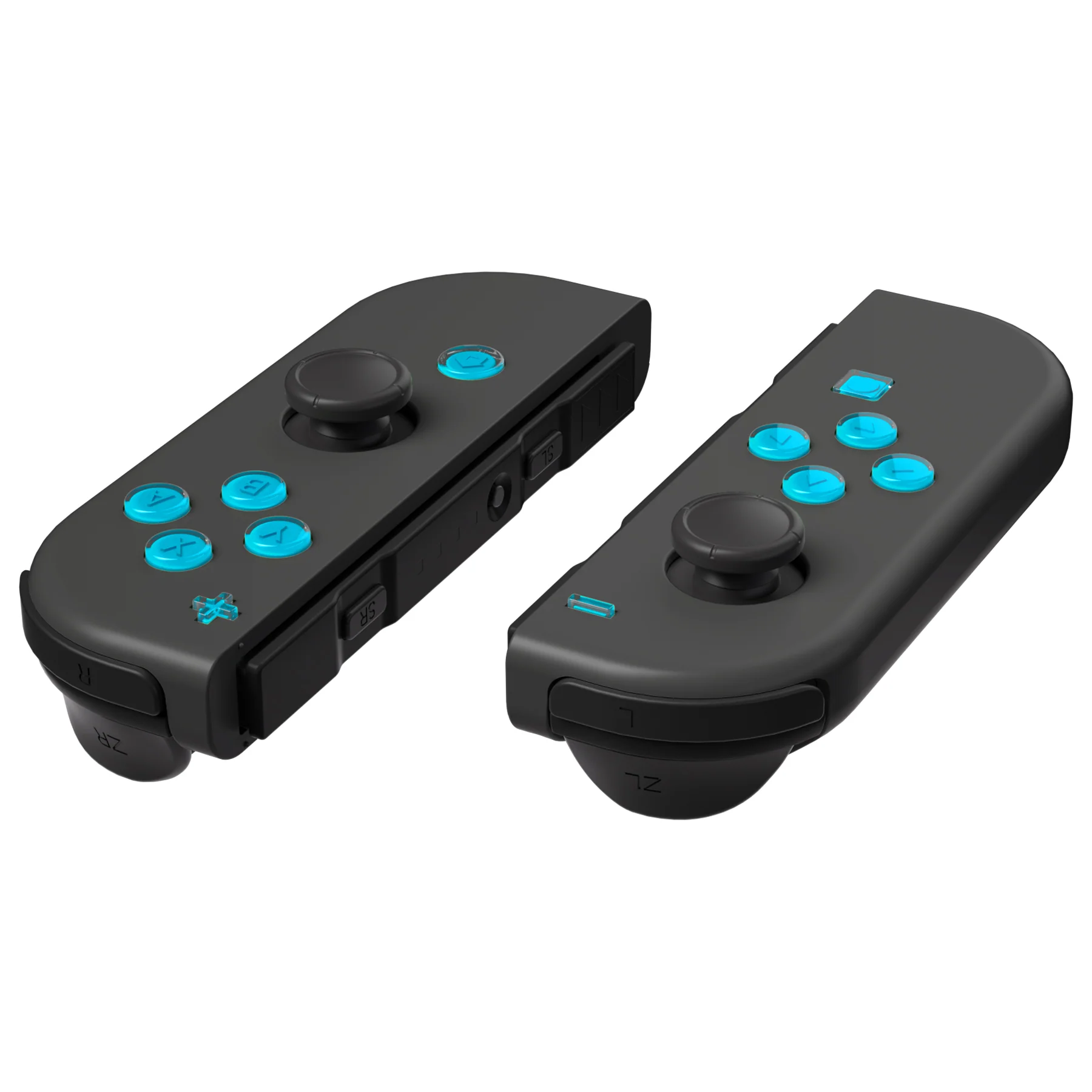 eXtremeRate Replacement Two-Tone Jelly Buttons with Symbols for Joycon of NS Switch - Blue & Clear - Image 4