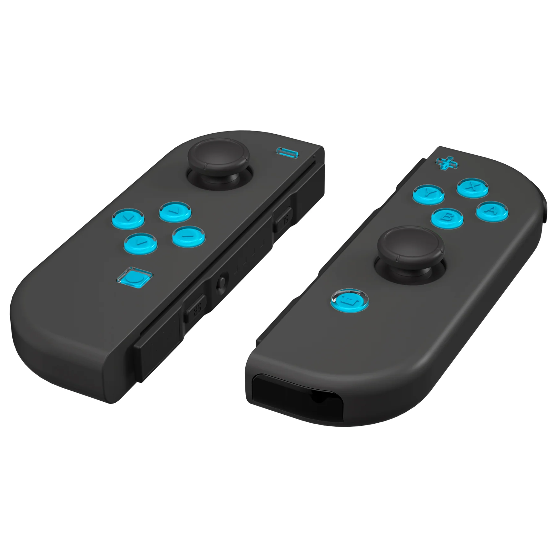 eXtremeRate Replacement Two-Tone Jelly Buttons with Symbols for Joycon of NS Switch - Blue & Clear - Image 5