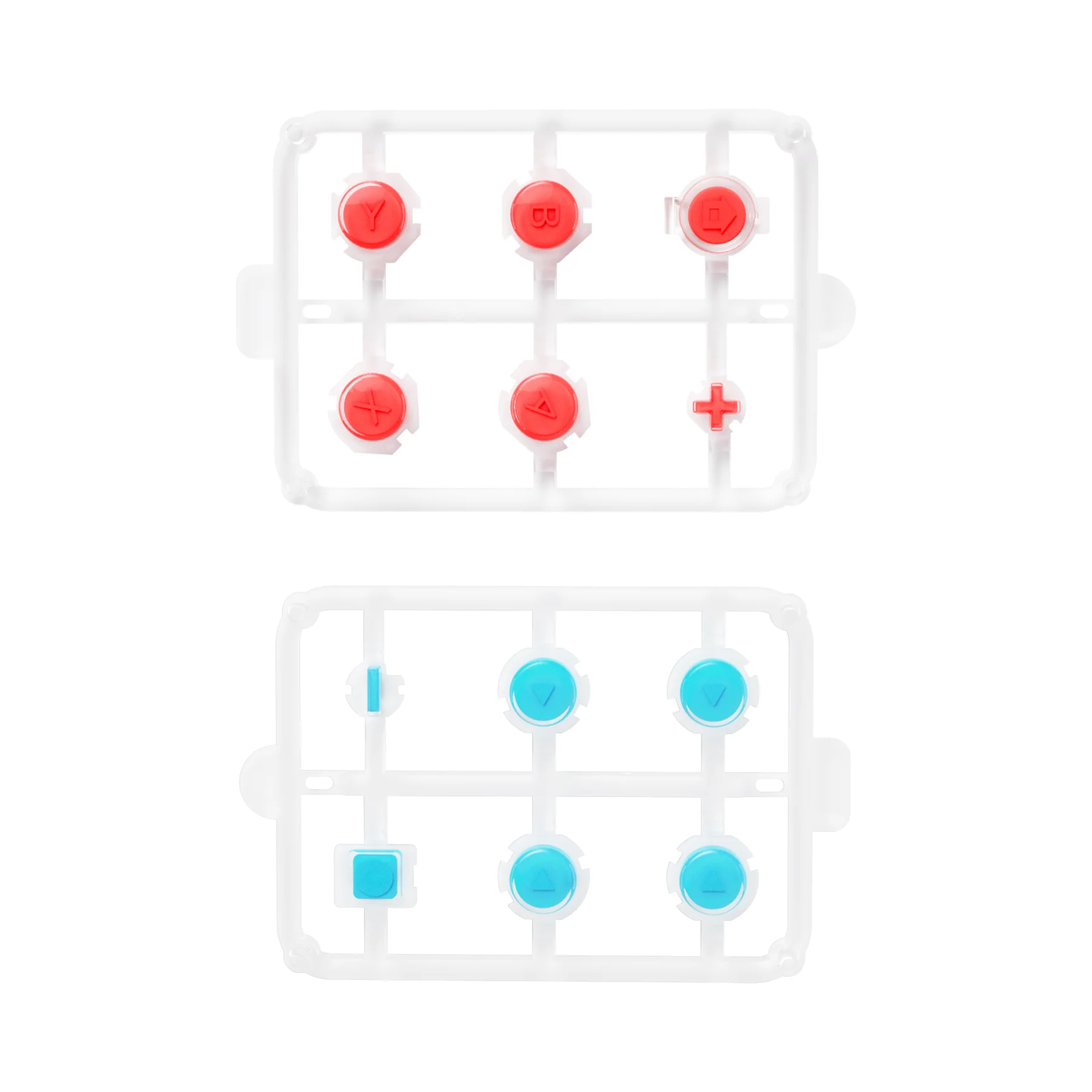 eXtremeRate Replacement Two-Tone Jelly Buttons with Symbols for Joycon of NS Switch - Blue Red & Clear - Image 2