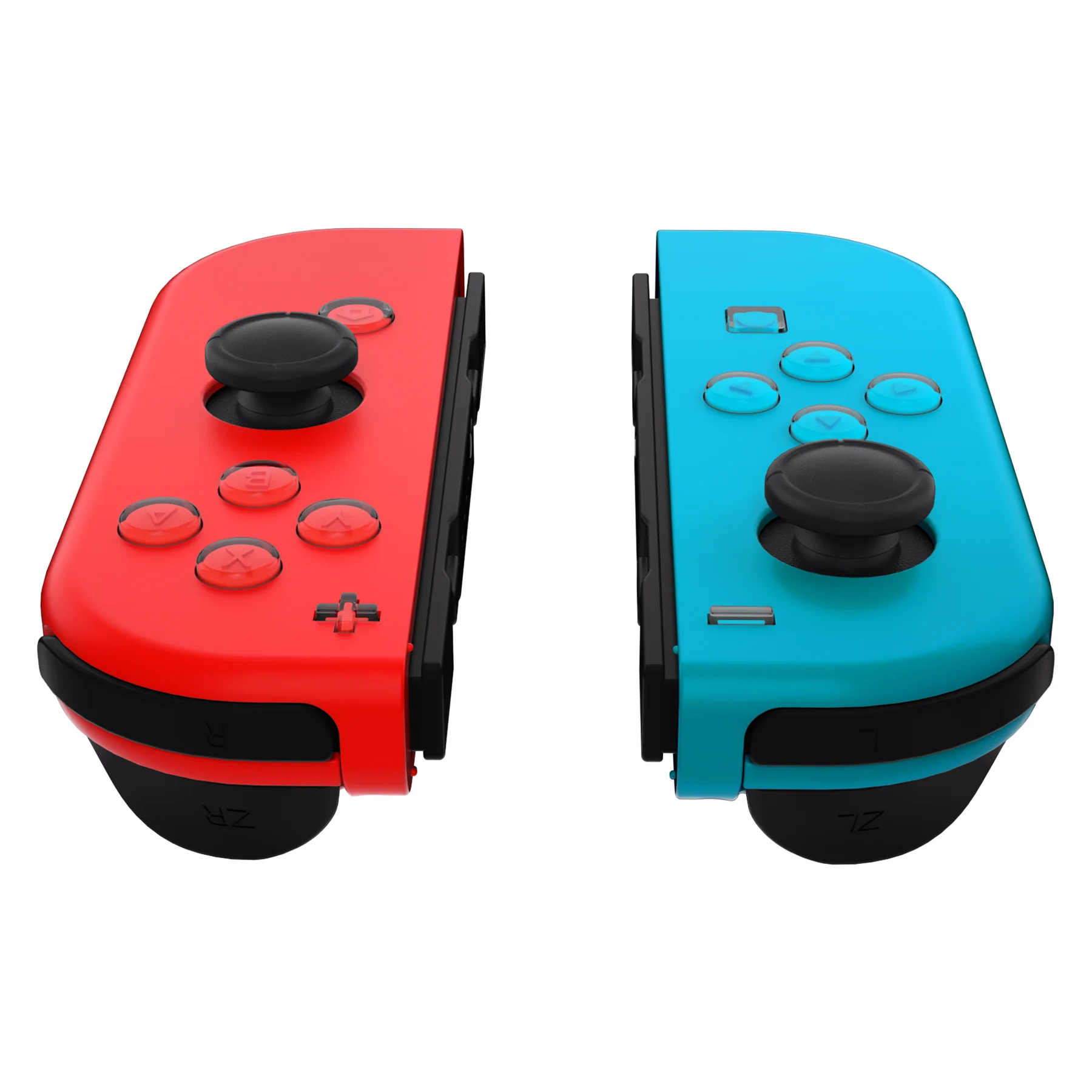 eXtremeRate Replacement Two-Tone Jelly Buttons with Symbols for Joycon of NS Switch - Blue Red & Clear - Image 3
