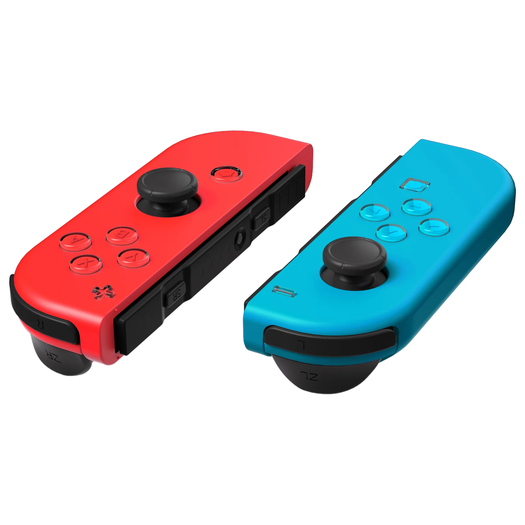 eXtremeRate Replacement Two-Tone Jelly Buttons with Symbols for Joycon of NS Switch - Blue Red & Clear - Image 4
