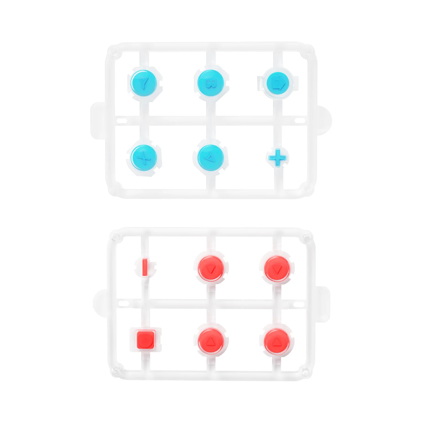 eXtremeRate Replacement Two-Tone Jelly Buttons with Symbols for Joycon of NS Switch - Red Blue & Clear - Image 2