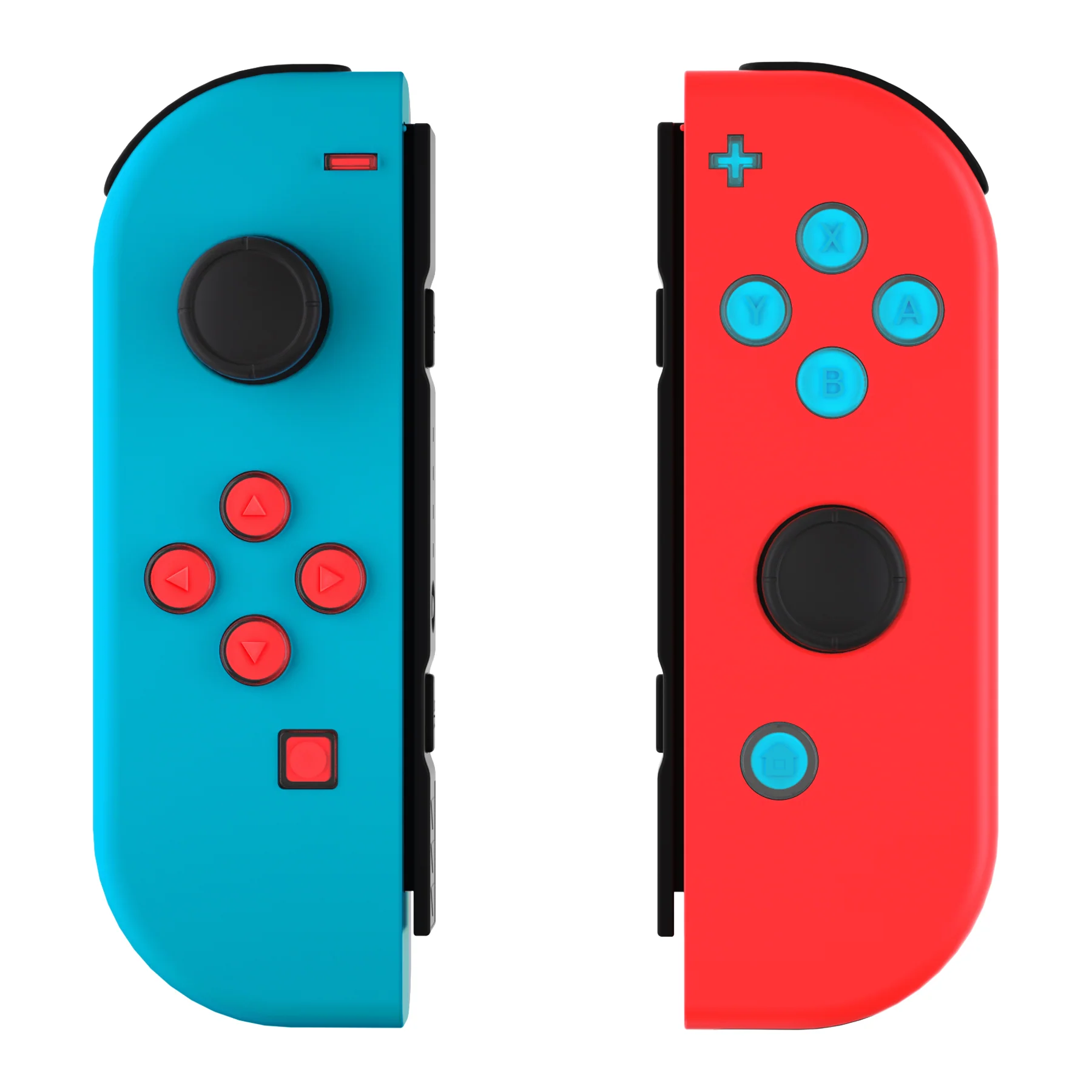 eXtremeRate Replacement Two-Tone Jelly Buttons with Symbols for Joycon of NS Switch - Red Blue & Clear - Image 5