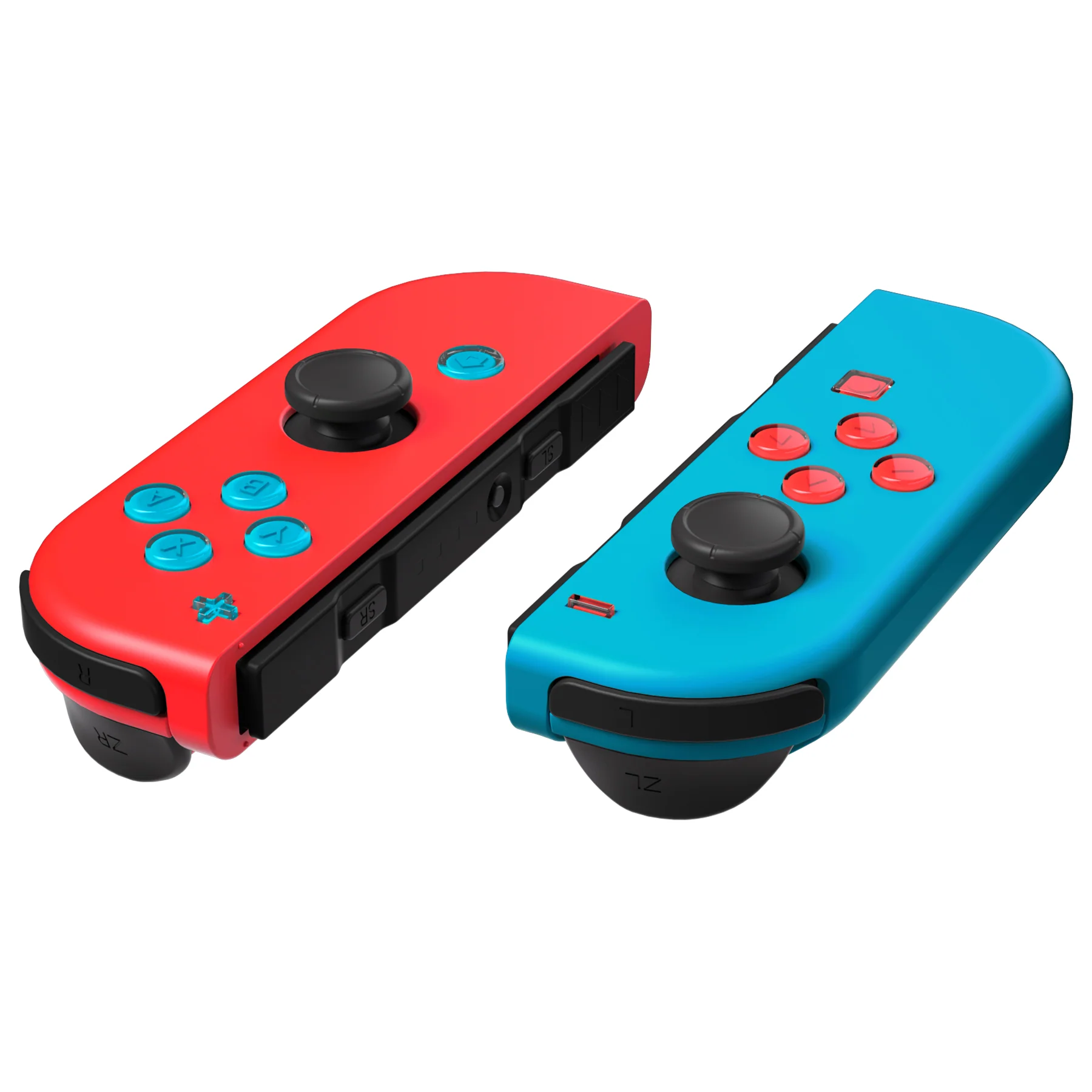 eXtremeRate Replacement Two-Tone Jelly Buttons with Symbols for Joycon of NS Switch - Red Blue & Clear - Image 7