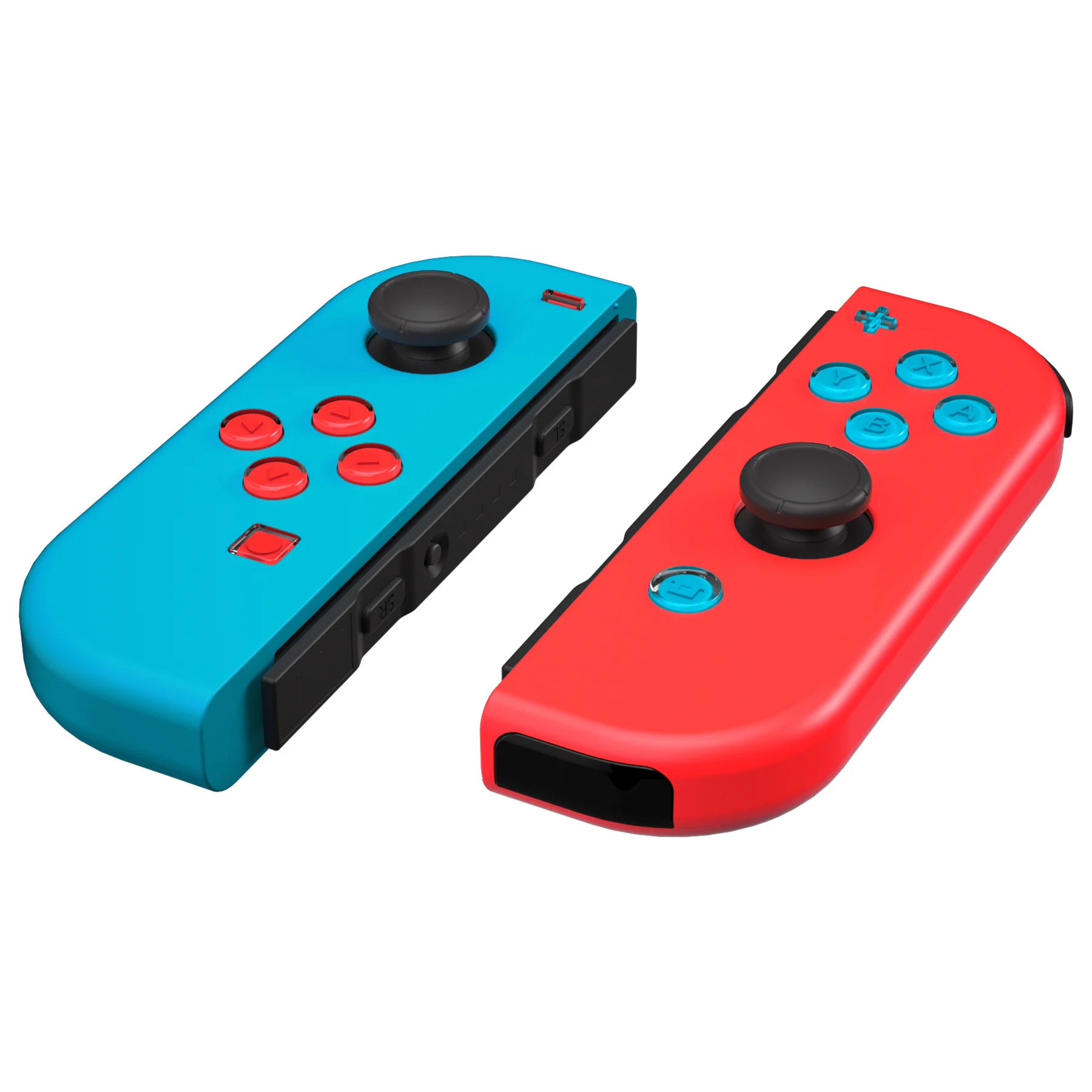 eXtremeRate Replacement Two-Tone Jelly Buttons with Symbols for Joycon of NS Switch - Red Blue & Clear - Image 8