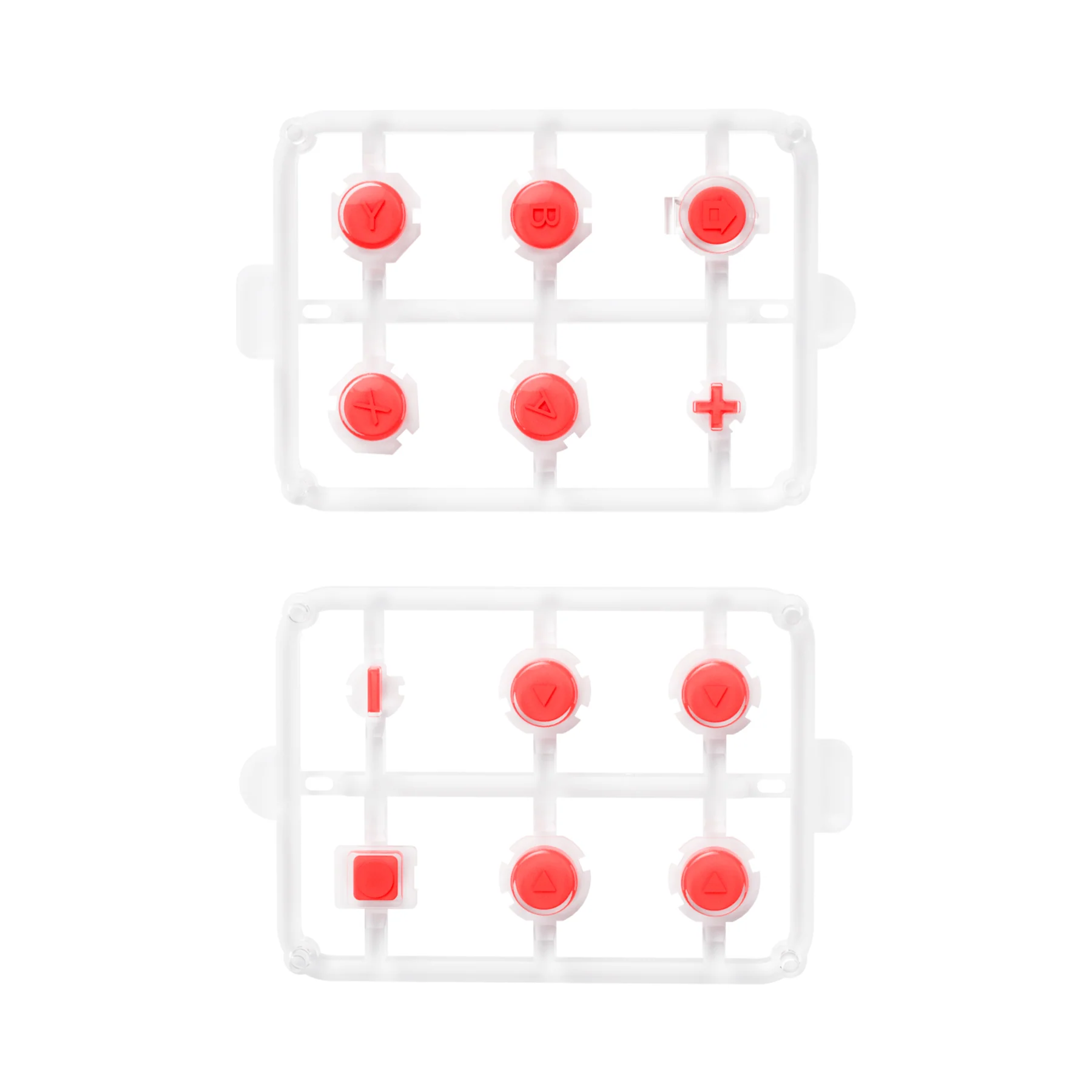 eXtremeRate Replacement Two-Tone Jelly Buttons with Symbols for Joycon of NS Switch - Red & Clear - Image 2