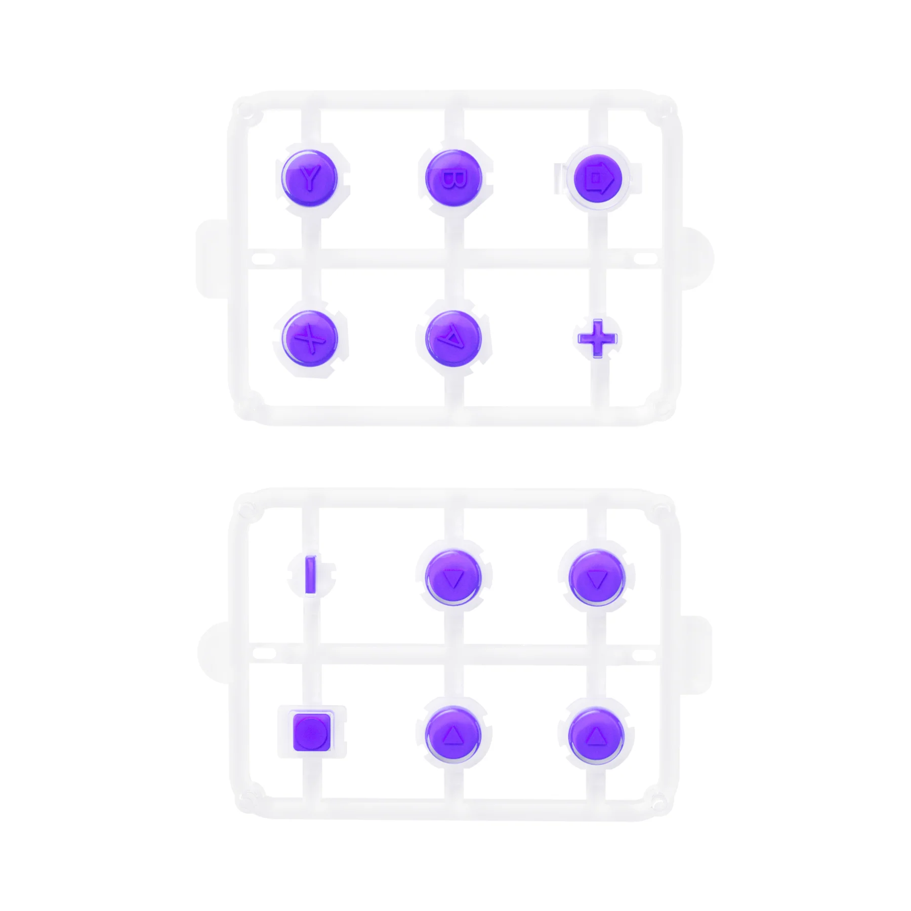 eXtremeRate Replacement Two-Tone Jelly Buttons with Symbols for Joycon of NS Switch - Purple & Clear - Image 2