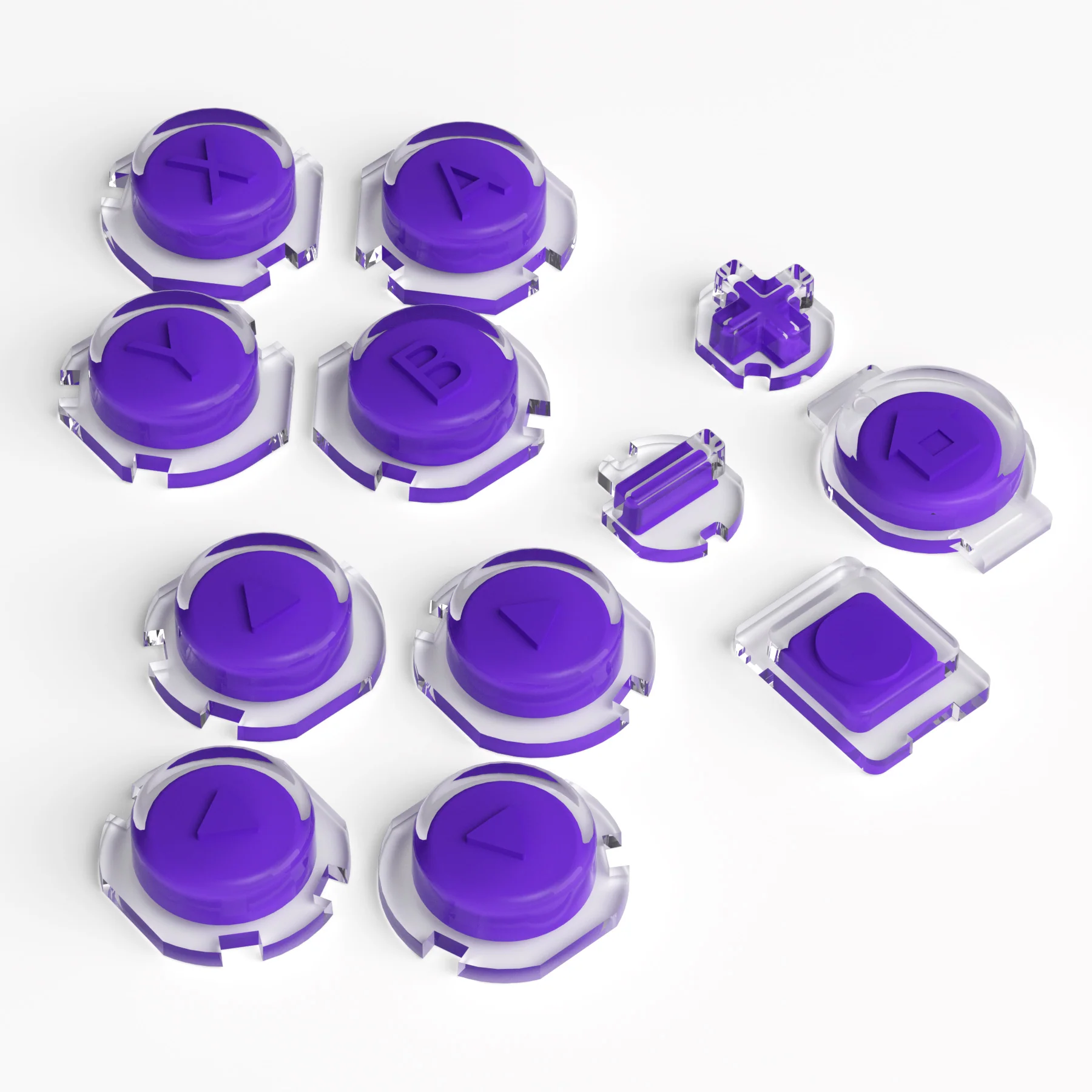 eXtremeRate Replacement Two-Tone Jelly Buttons with Symbols for Joycon of NS Switch - Purple & Clear - Image 3