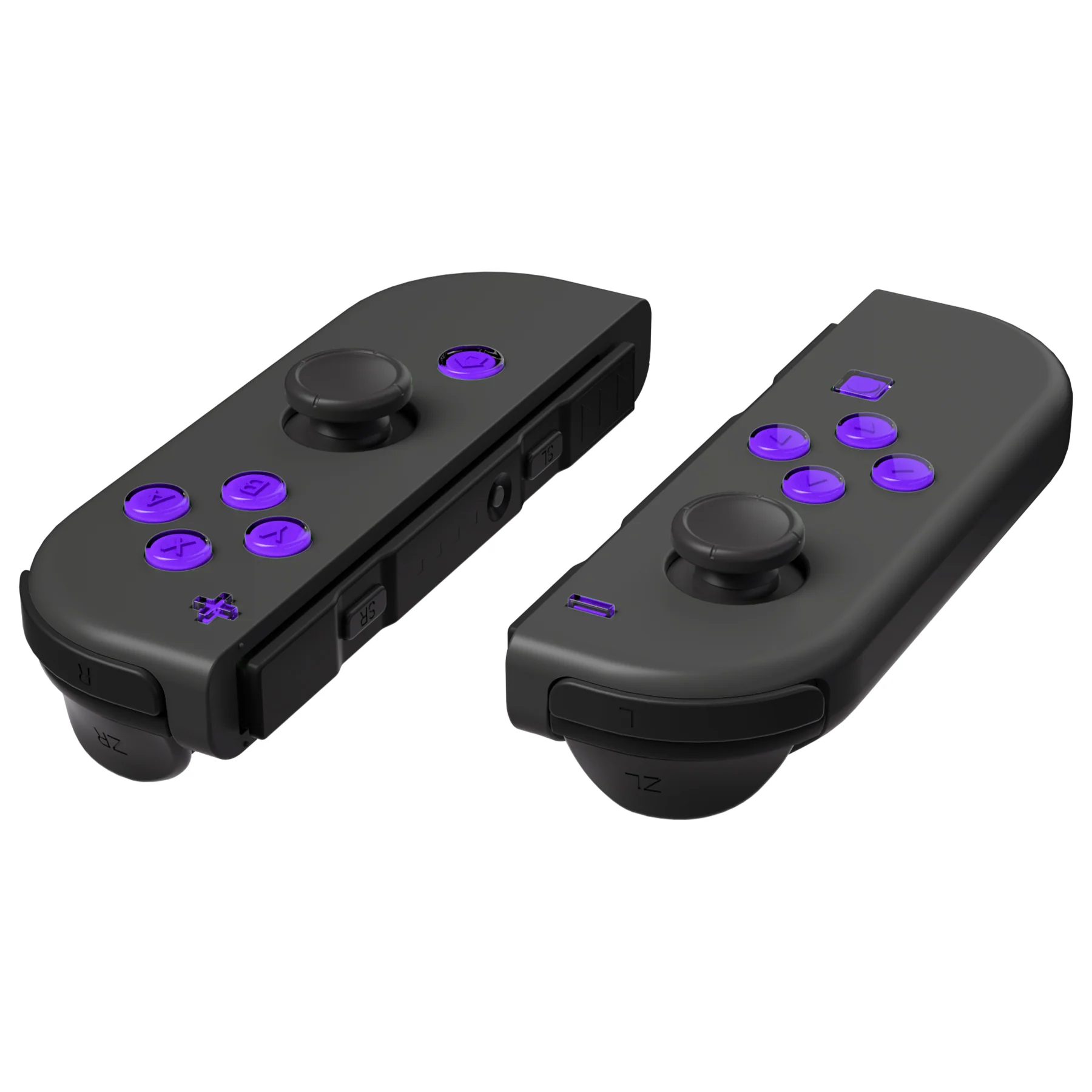 eXtremeRate Replacement Two-Tone Jelly Buttons with Symbols for Joycon of NS Switch - Purple & Clear - Image 7
