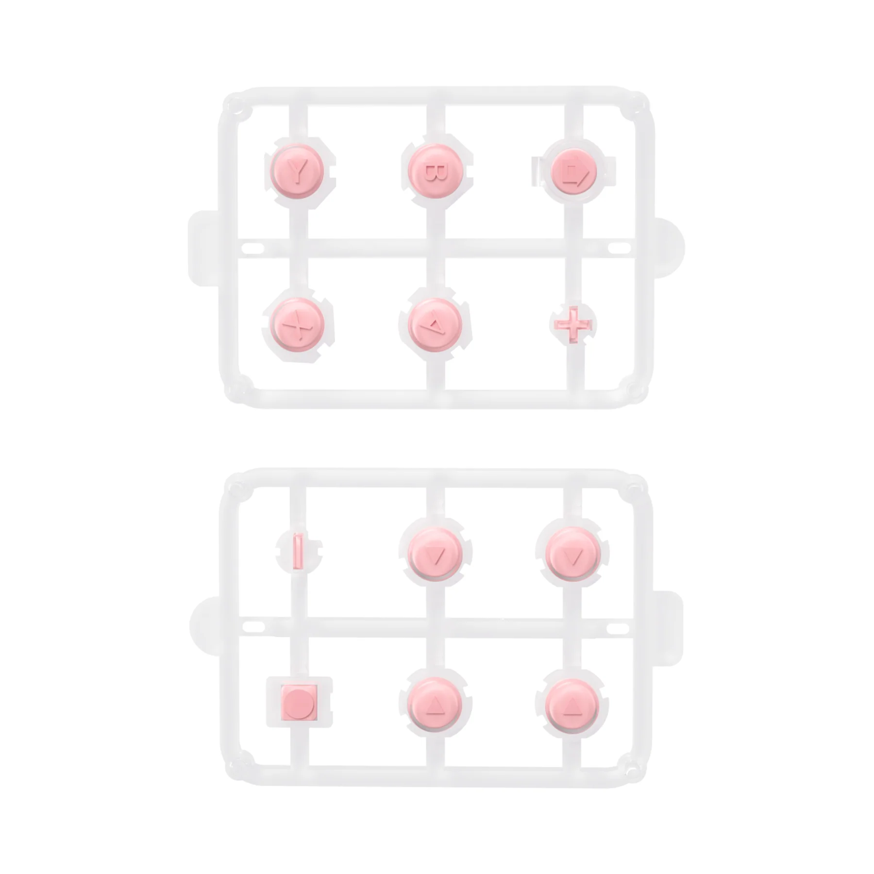 eXtremeRate Replacement Two-Tone Jelly Buttons with Symbols for Joycon of NS Switch - Pale Red & Clear - Image 2