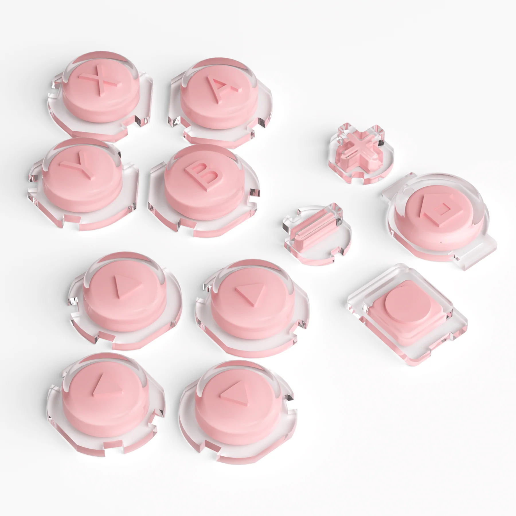 eXtremeRate Replacement Two-Tone Jelly Buttons with Symbols for Joycon of NS Switch - Pale Red & Clear - Image 3